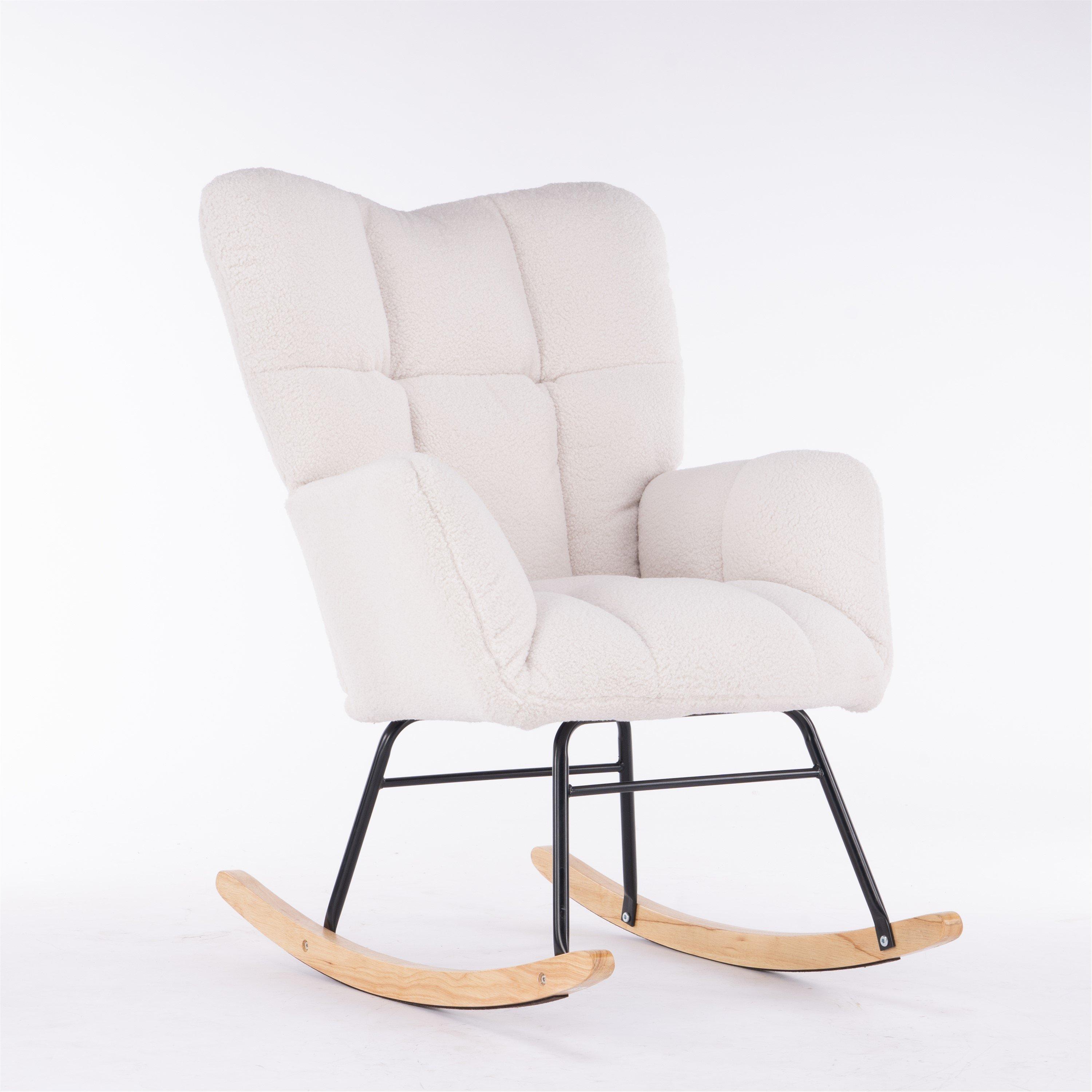 White - Urban Meuble - White Accent Chair Plush Fabric - 5