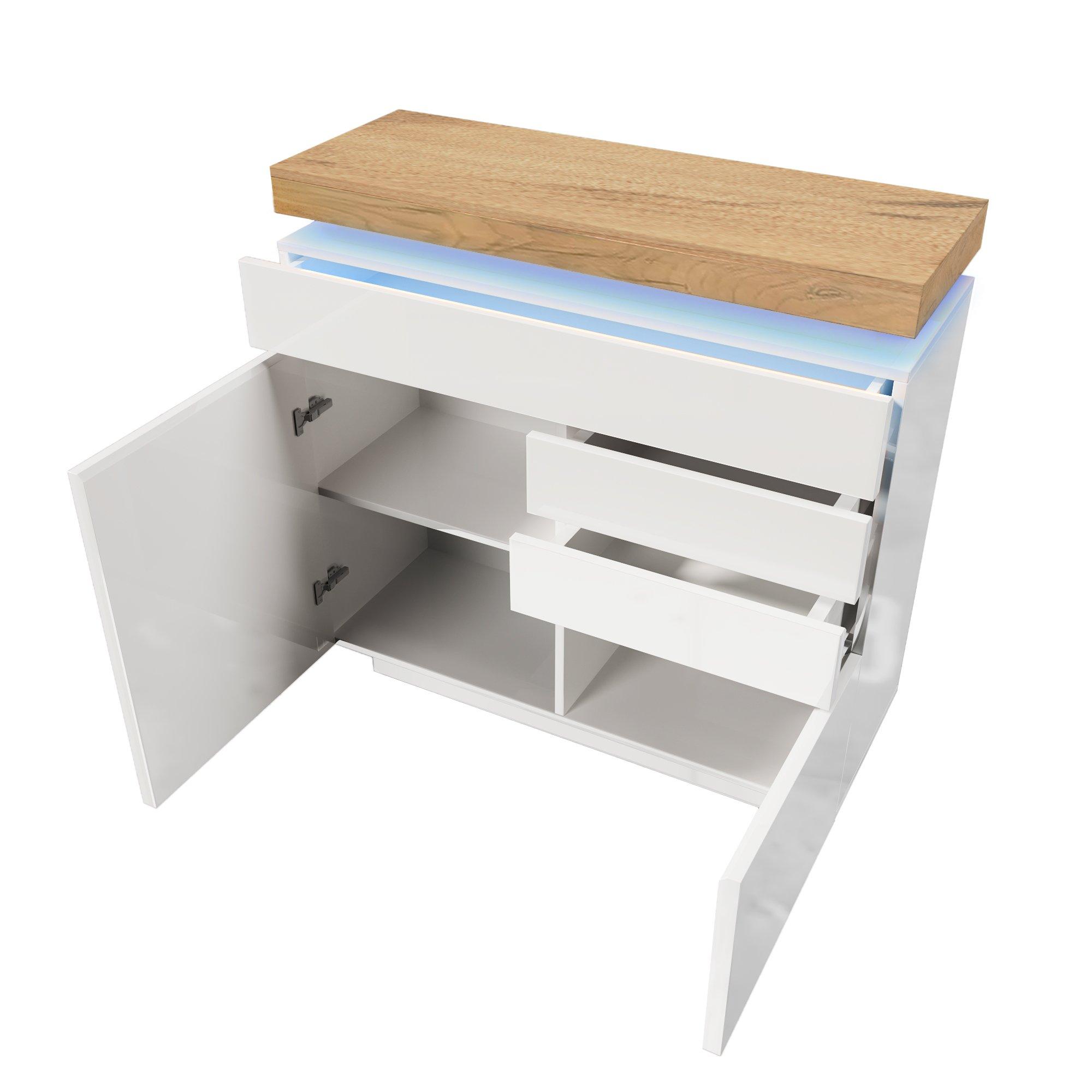 White - Urban Meuble - Modern White Sideboard with LED Light Accent - 10