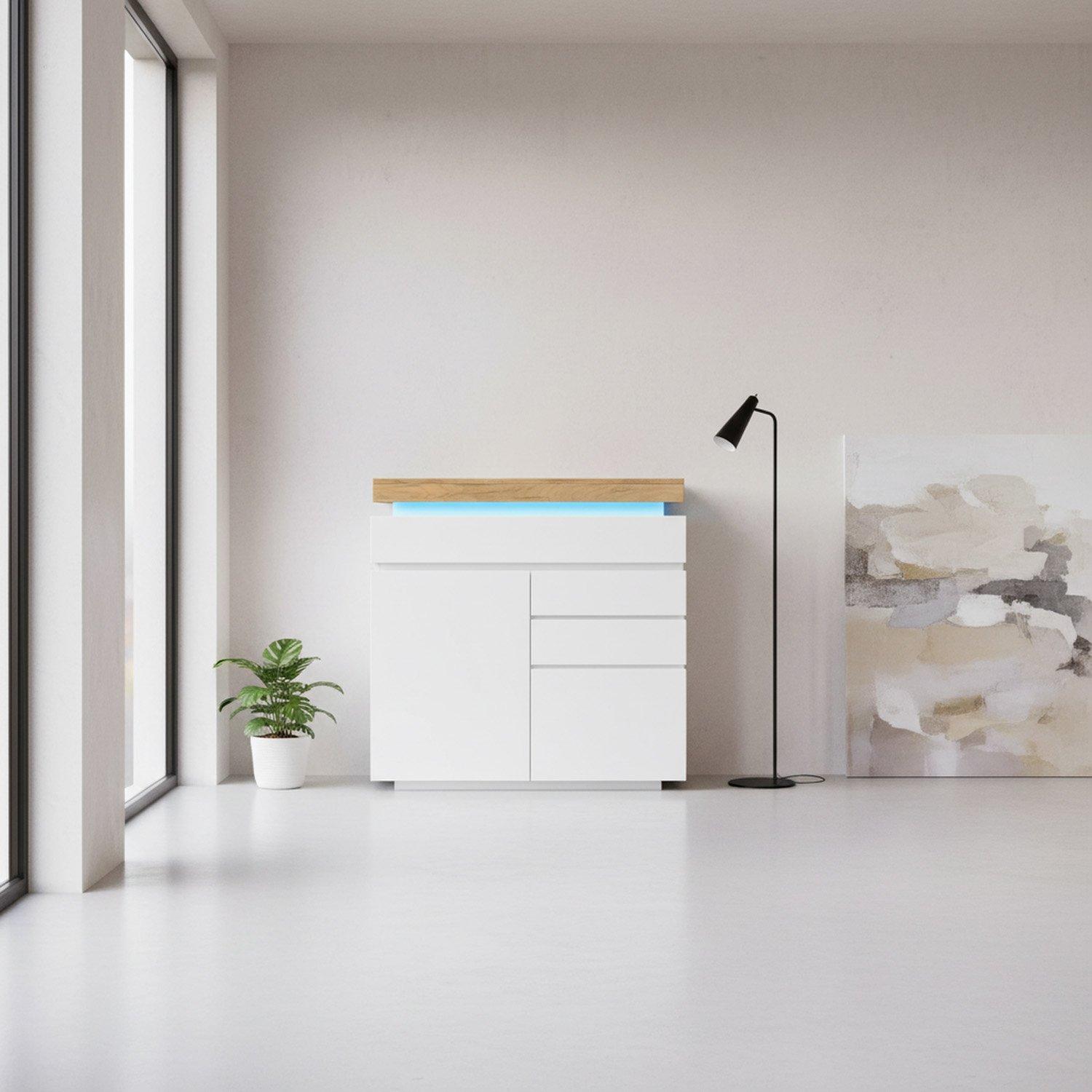 White - Urban Meuble - Modern Gloss Chest Ample Storage Sleek Design - 2