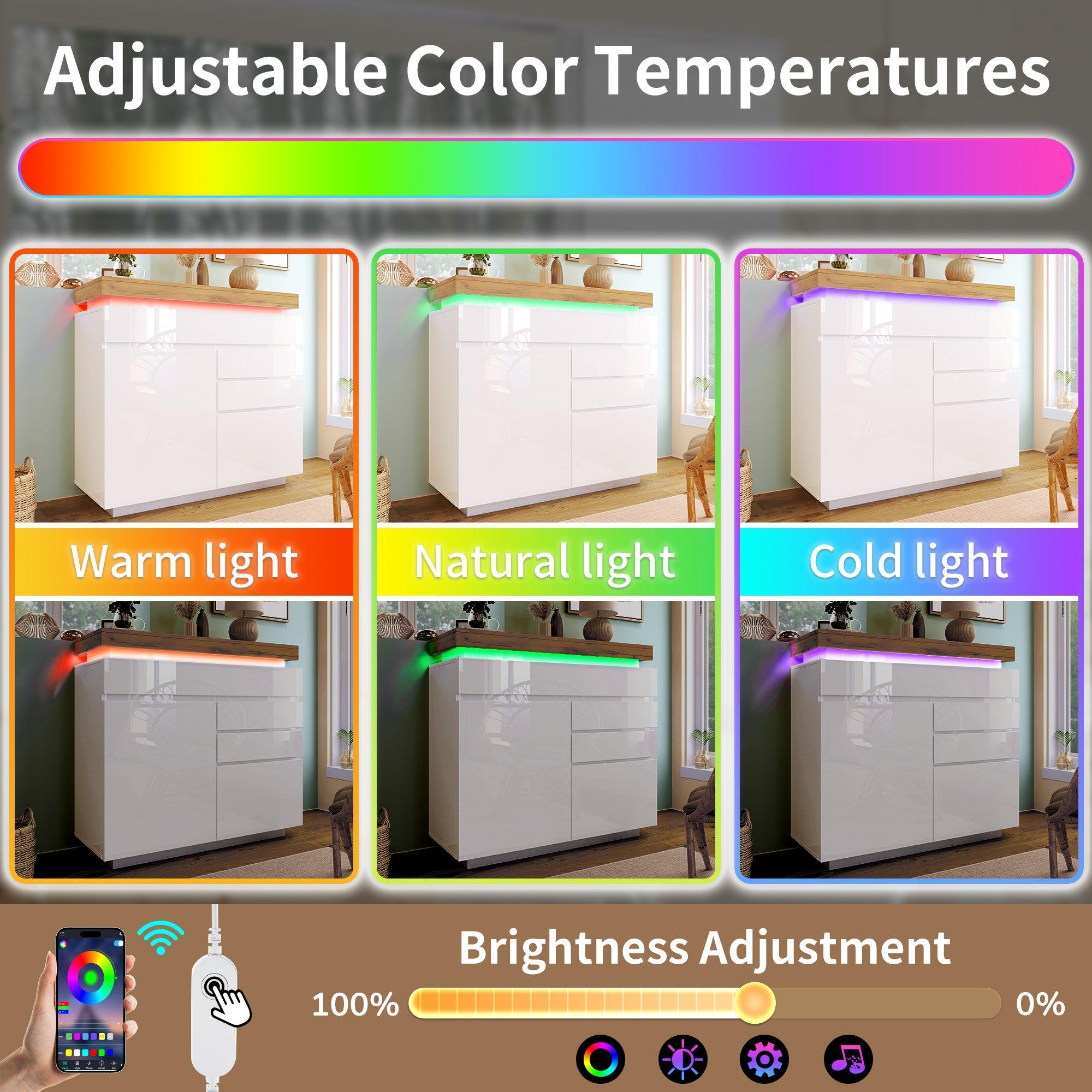 White - Urban Meuble - Modern Gloss Chest Ample Storage Sleek Design - 6