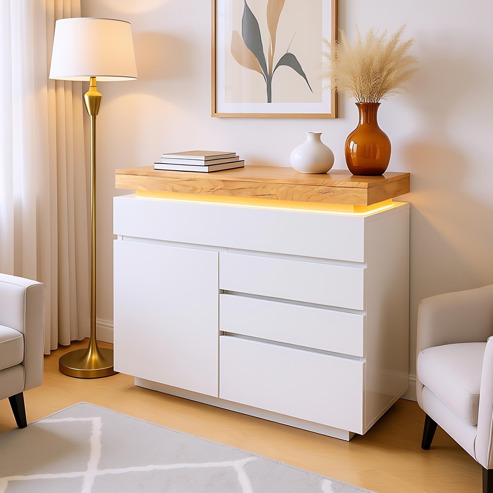 Urban Meuble  Modern Console Table With Ample Storage White