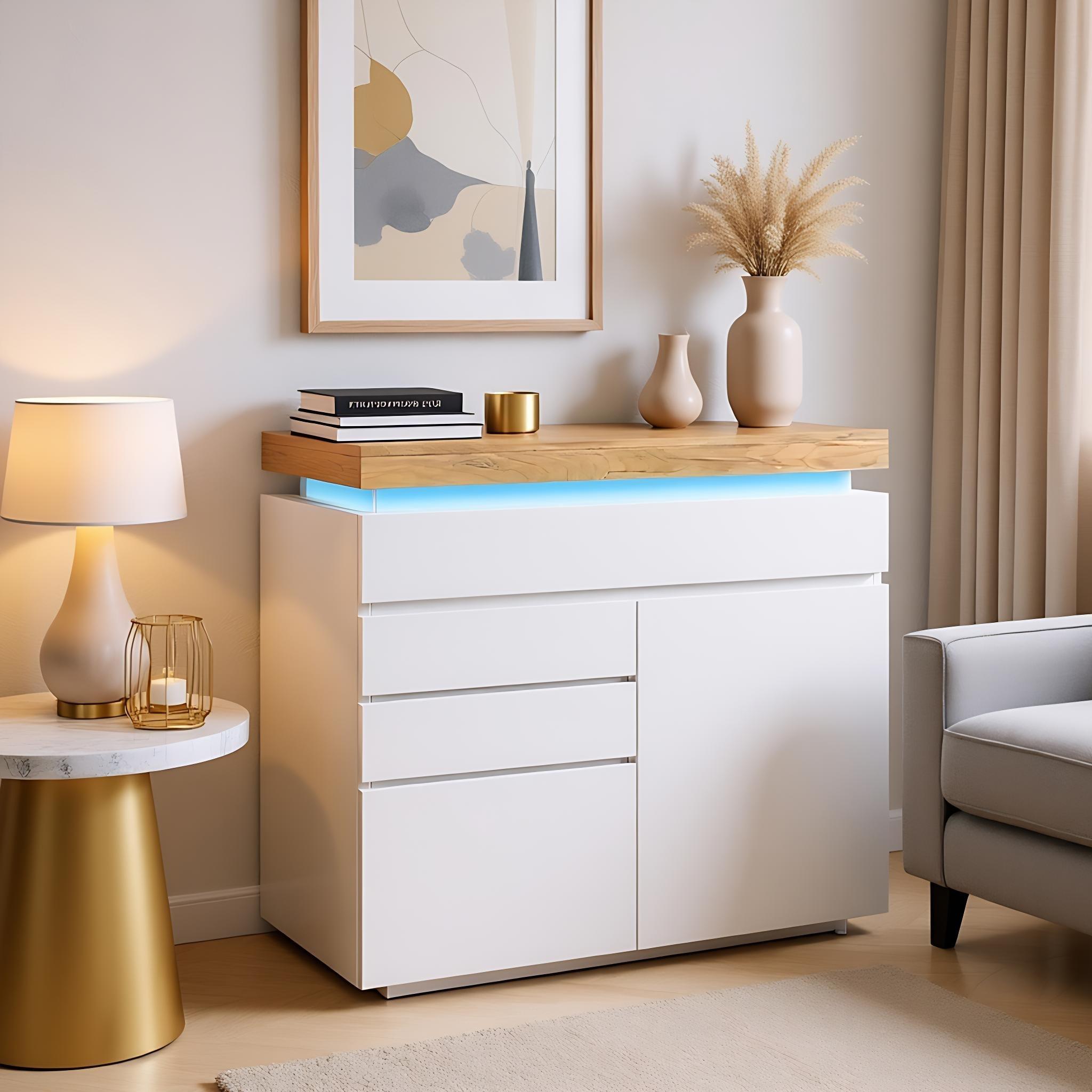 White - Urban Meuble - Modern White Console Table with Ample Storage - 2