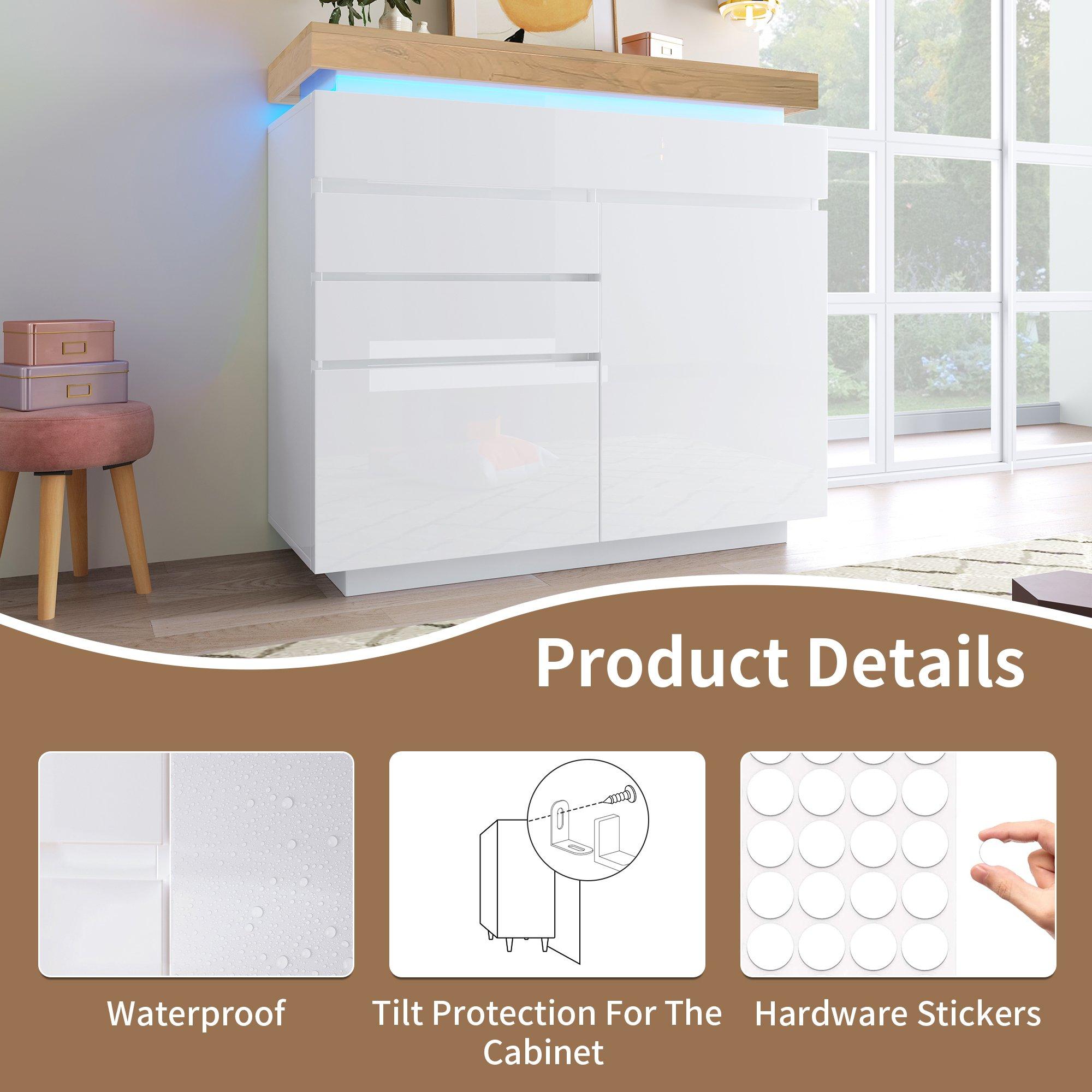 White - Urban Meuble - Modern White Console Table with Ample Storage - 8