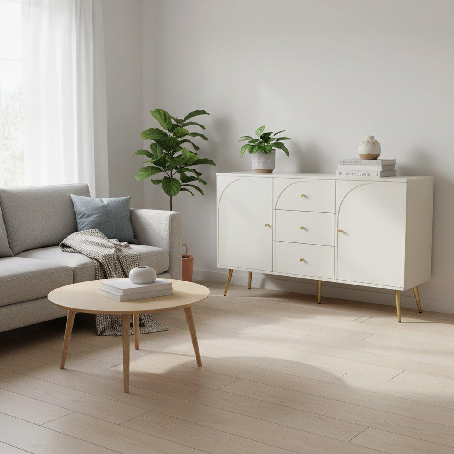 White - Urban Meuble - White Sideboard Modern Design Ample Storage - 2