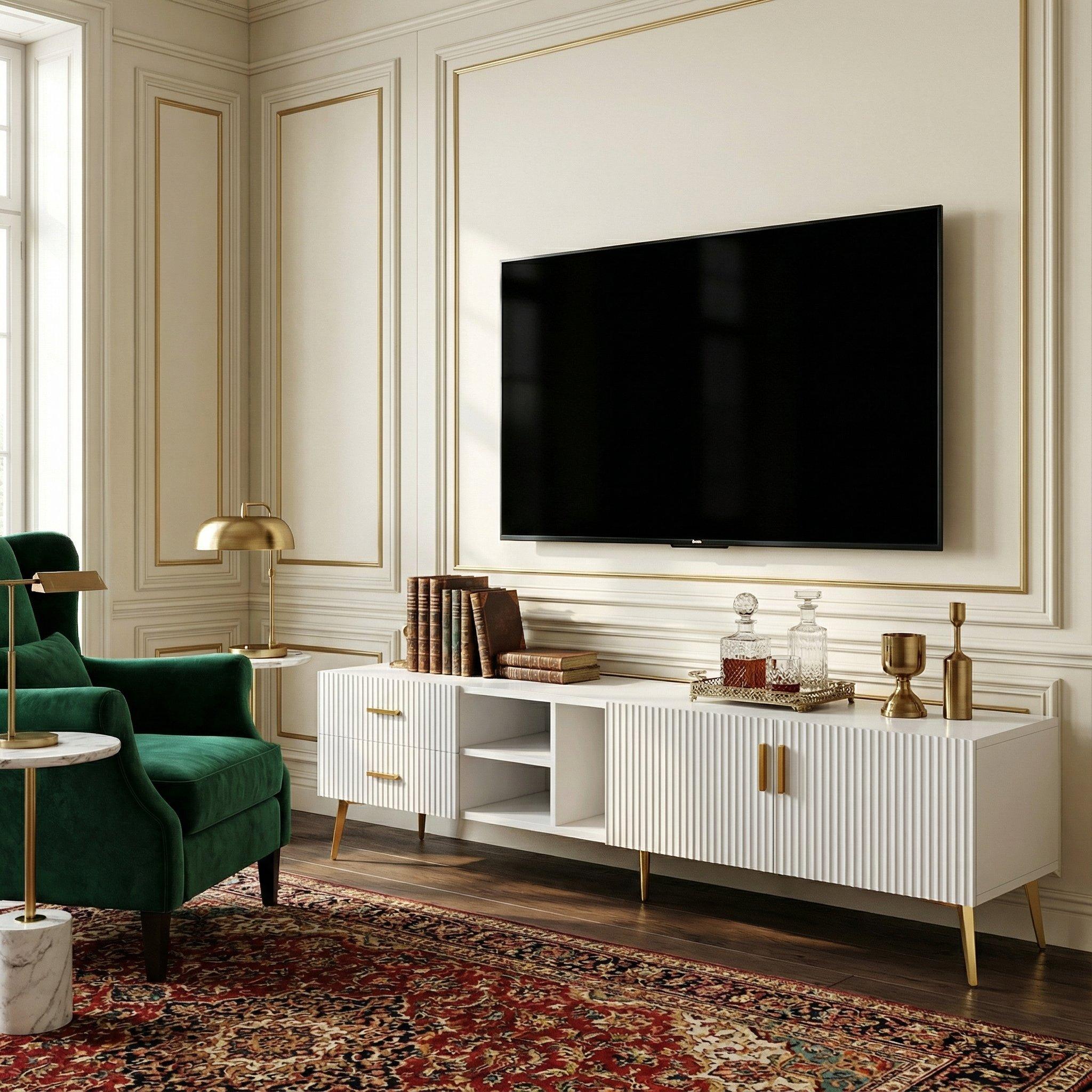 White - Urban Meuble - Elegant TV Stand Modern Style Ample Storage - 4