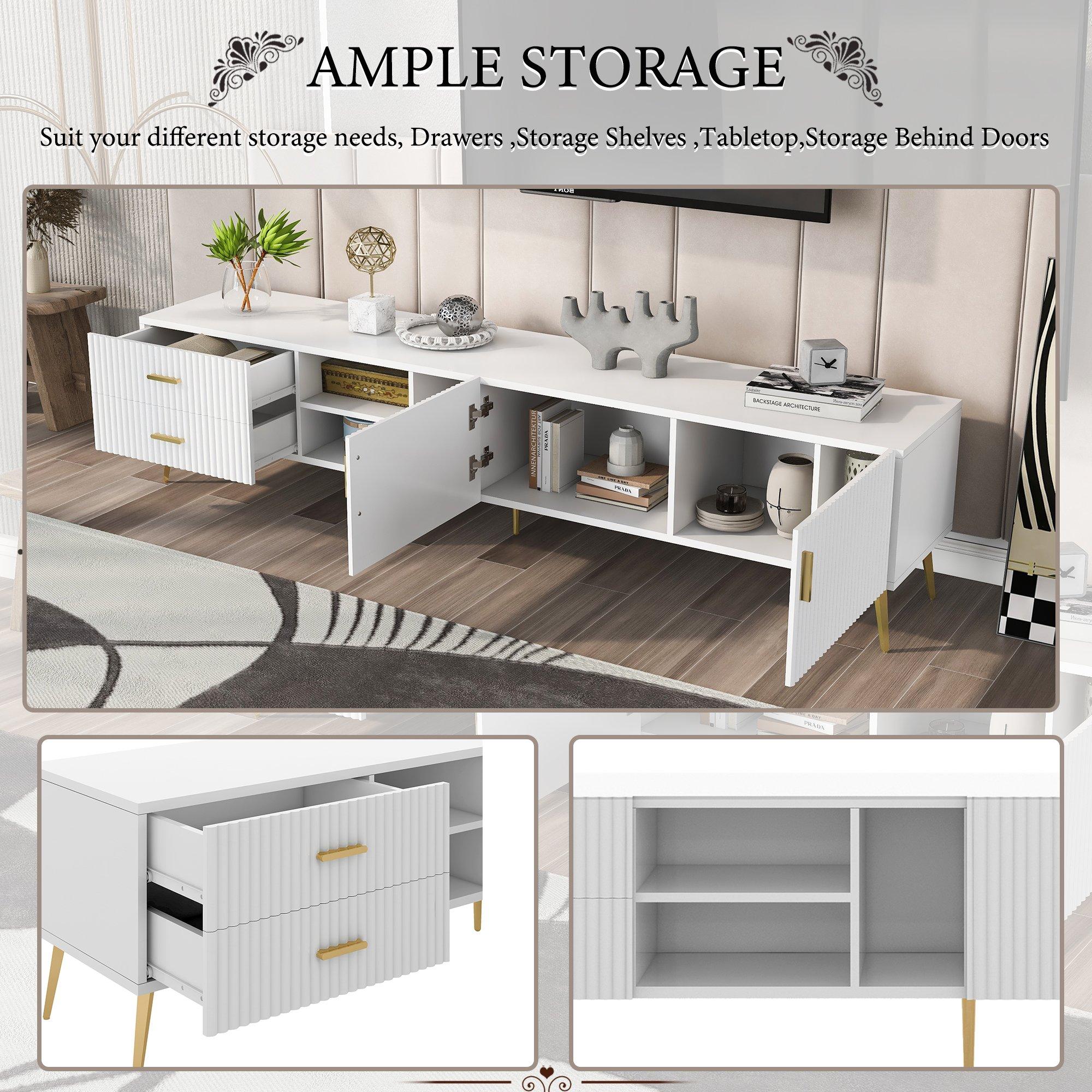 White - Urban Meuble - Elegant TV Stand Modern Style Ample Storage - 7