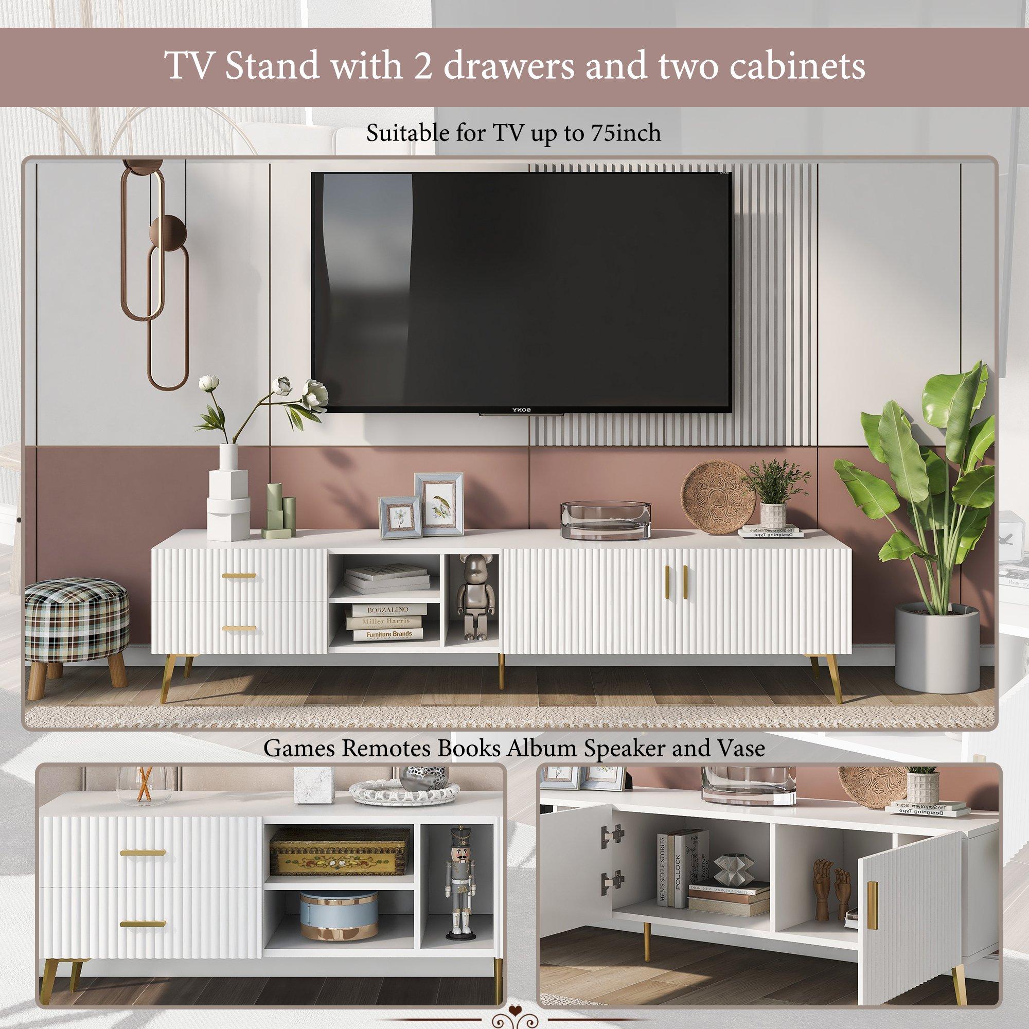 White - Urban Meuble - Elegant TV Stand Modern Style Ample Storage - 8