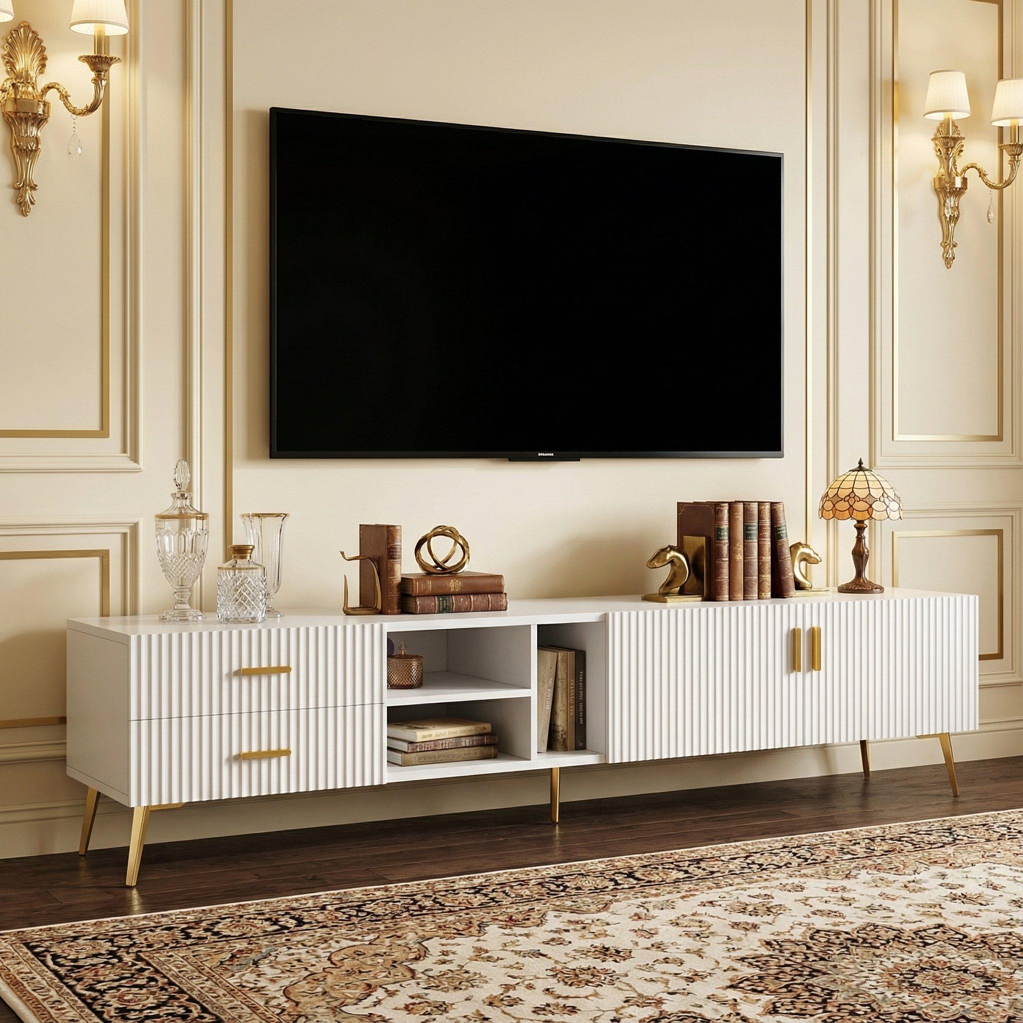 White - Urban Meuble - Modern TV Stand White Space-Saving Design - 1