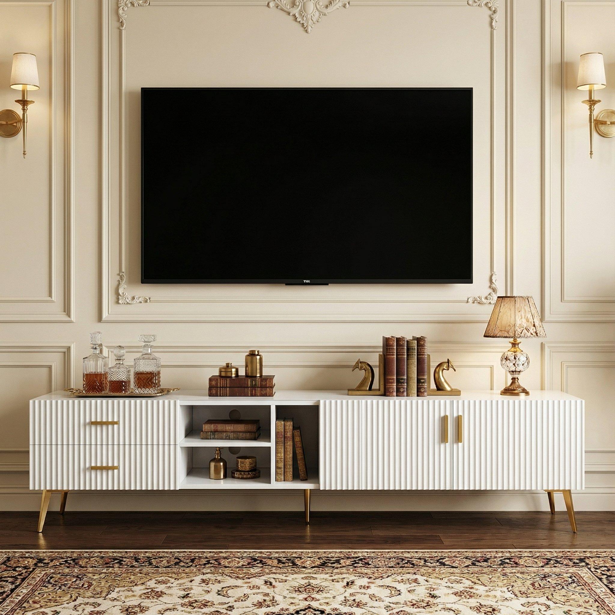 White - Urban Meuble - Modern TV Stand White Space-Saving Design - 2
