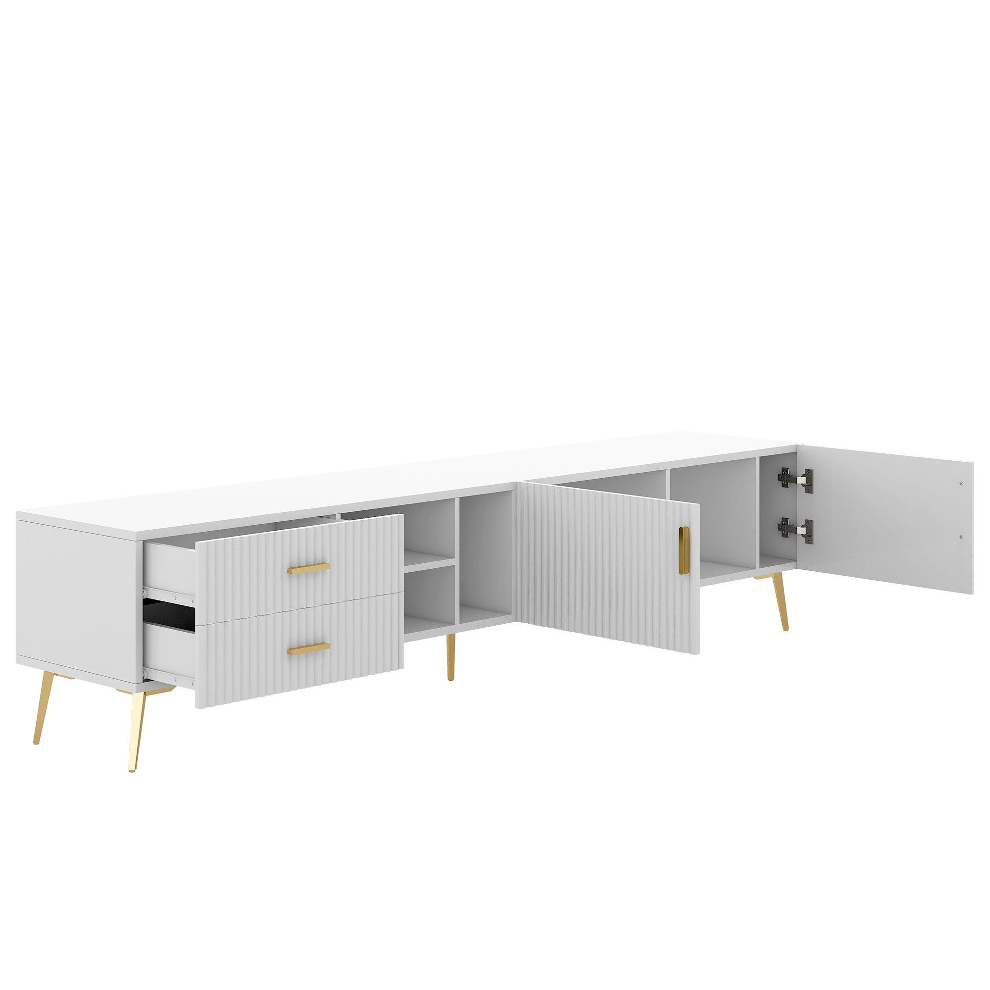 White - Urban Meuble - Modern TV Stand White Space-Saving Design - 12