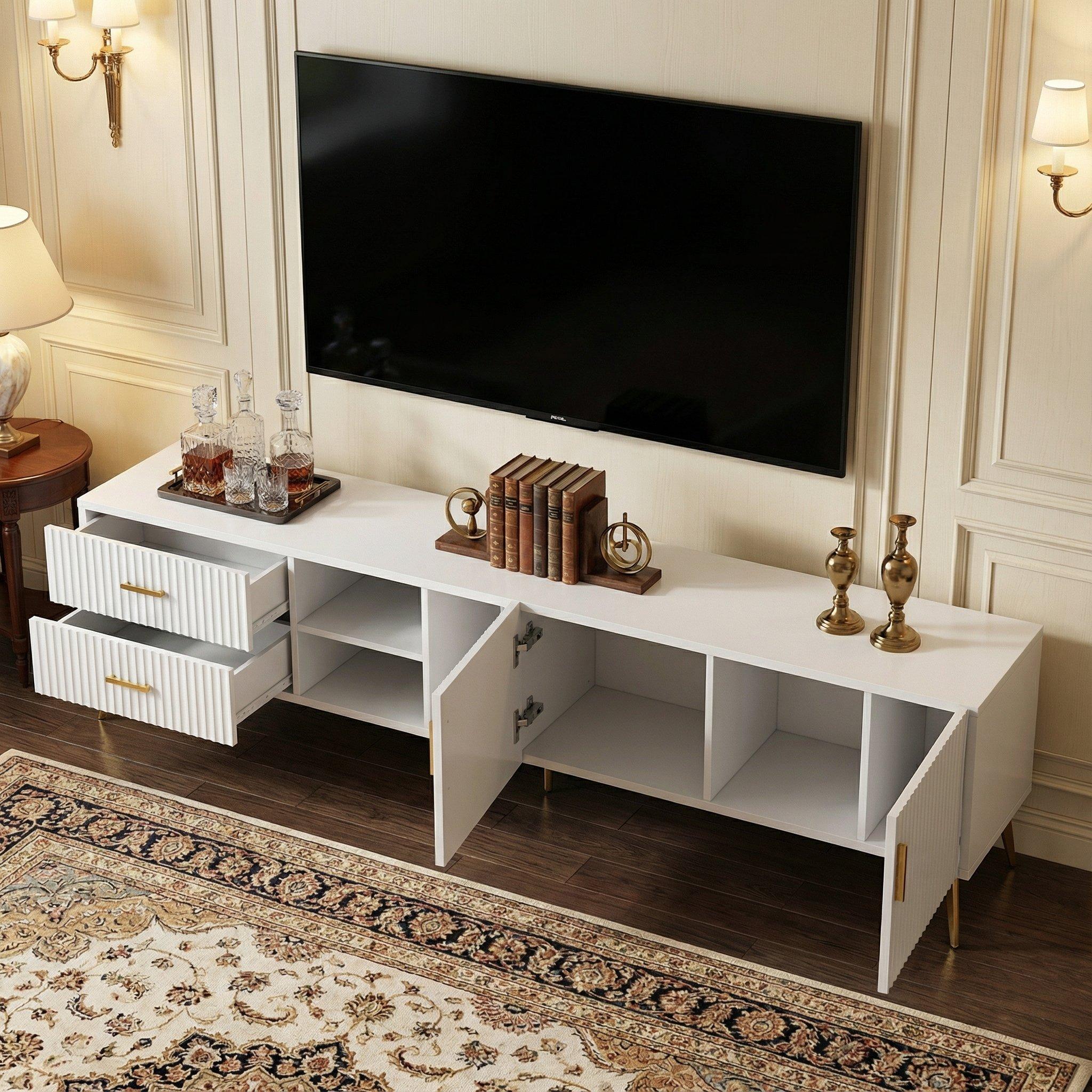 White - Urban Meuble - Modern TV Stand White Space-Saving Design - 3