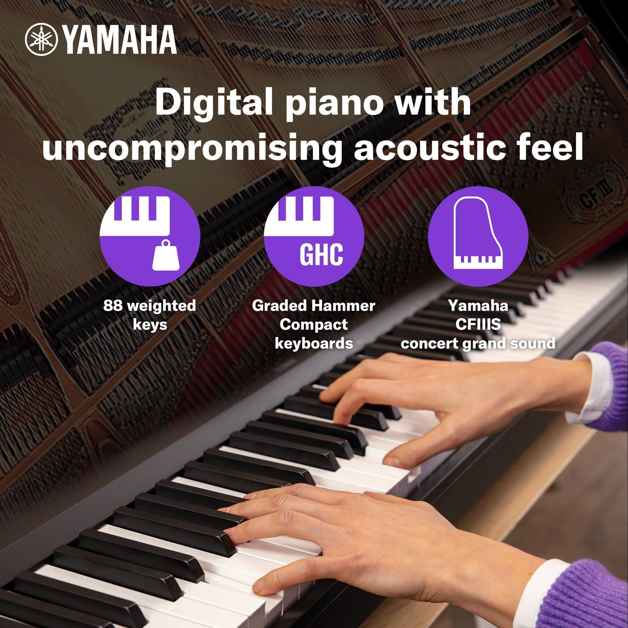 Black - Yamaha - P145BT Digital Piano with Bluetooth - 3