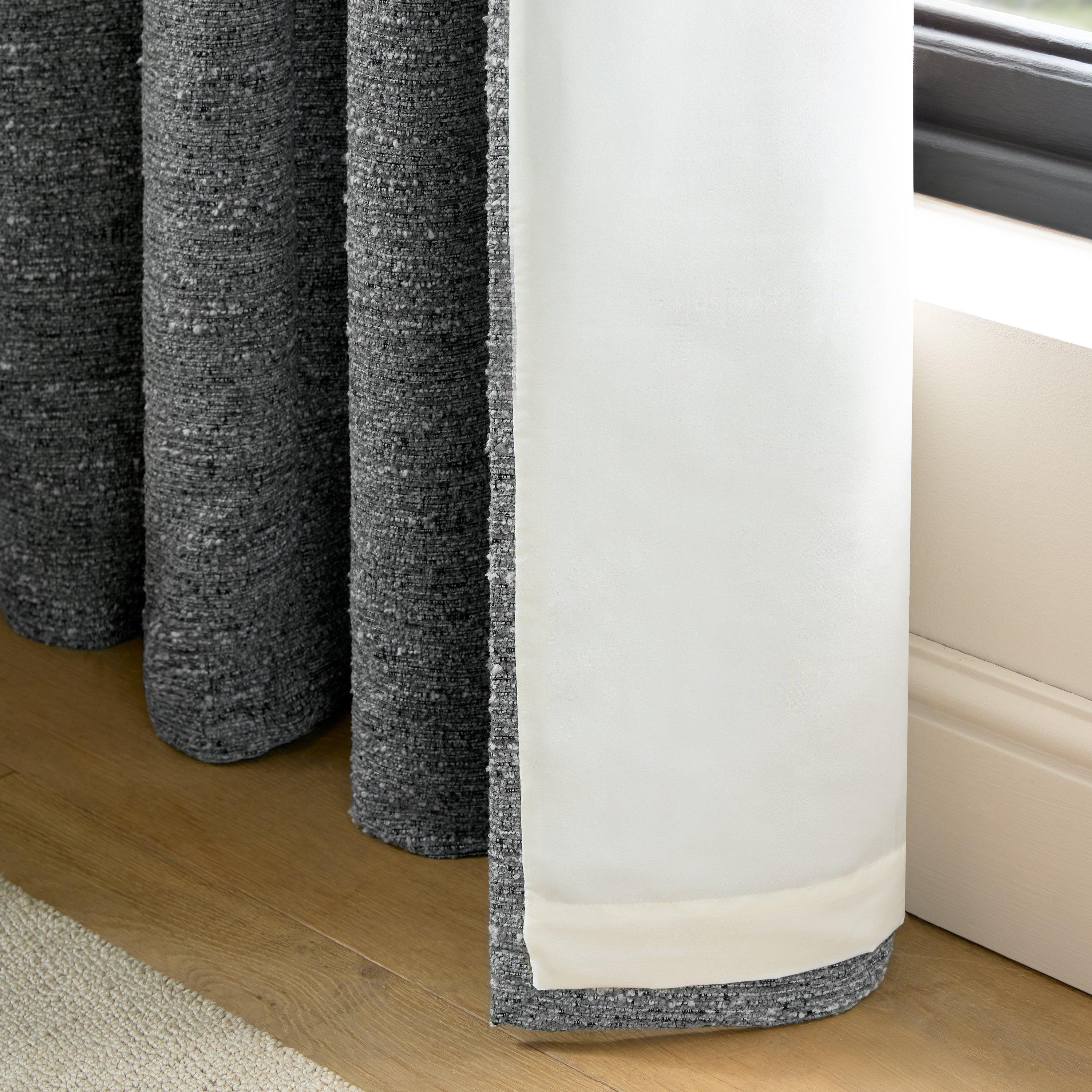 Charcoal - Catherine Lansfield - Chunky Boucle Lined Eyelet Curtains - 4
