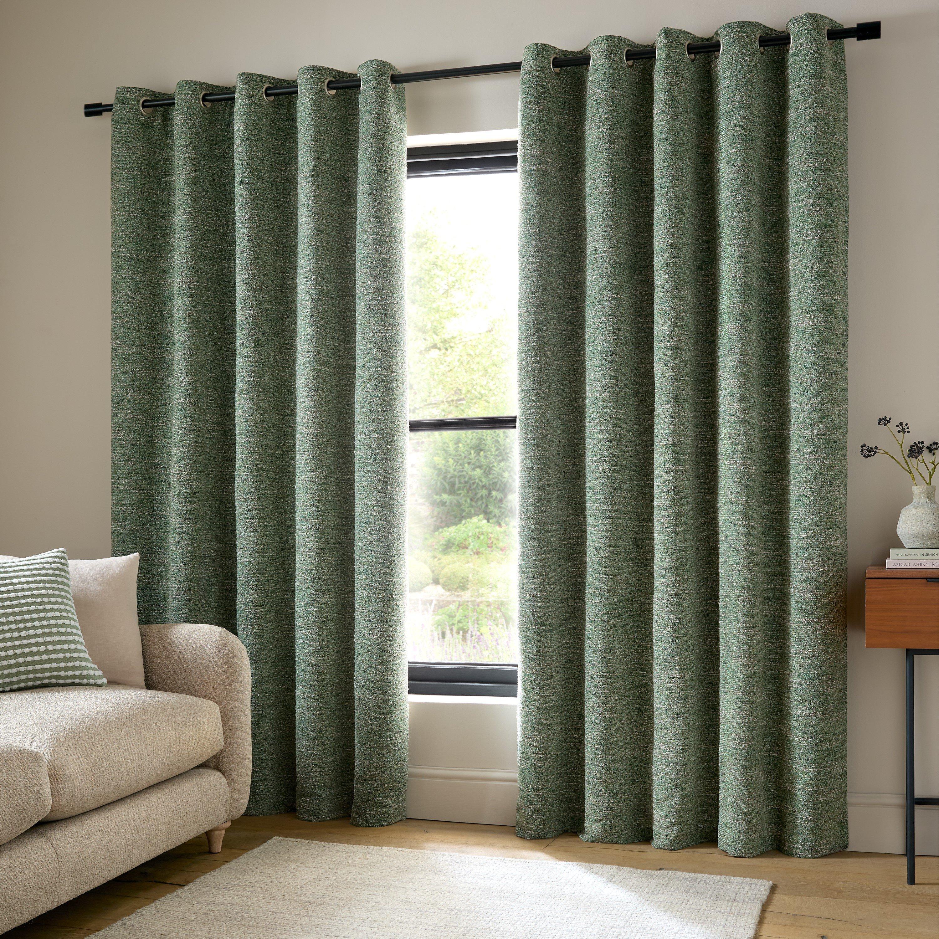 Chunky Boucle Lined Eyelet Curtains