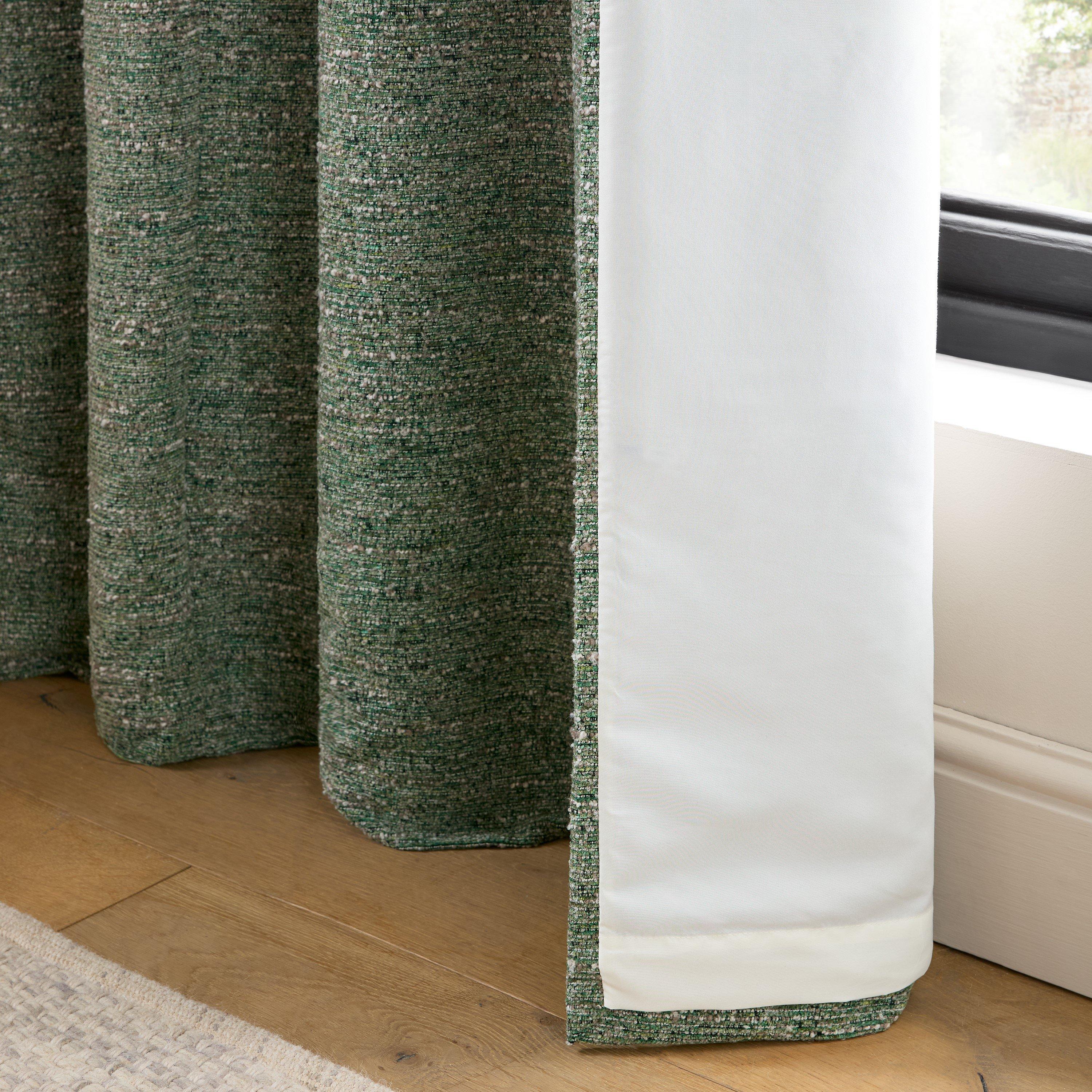 Green - Catherine Lansfield - Chunky Boucle Lined Eyelet Curtains - 4