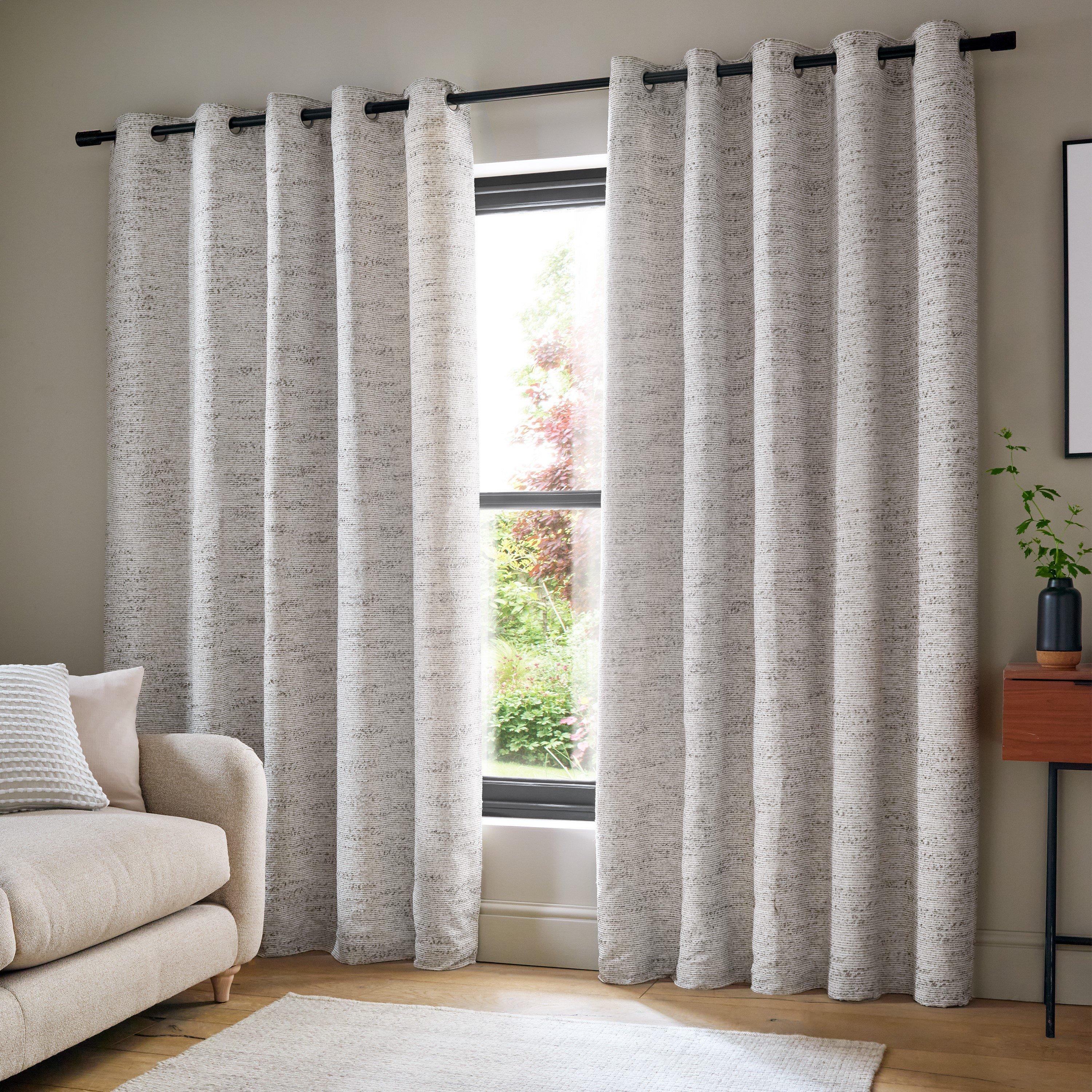 Chunky Boucle Lined Eyelet Curtains