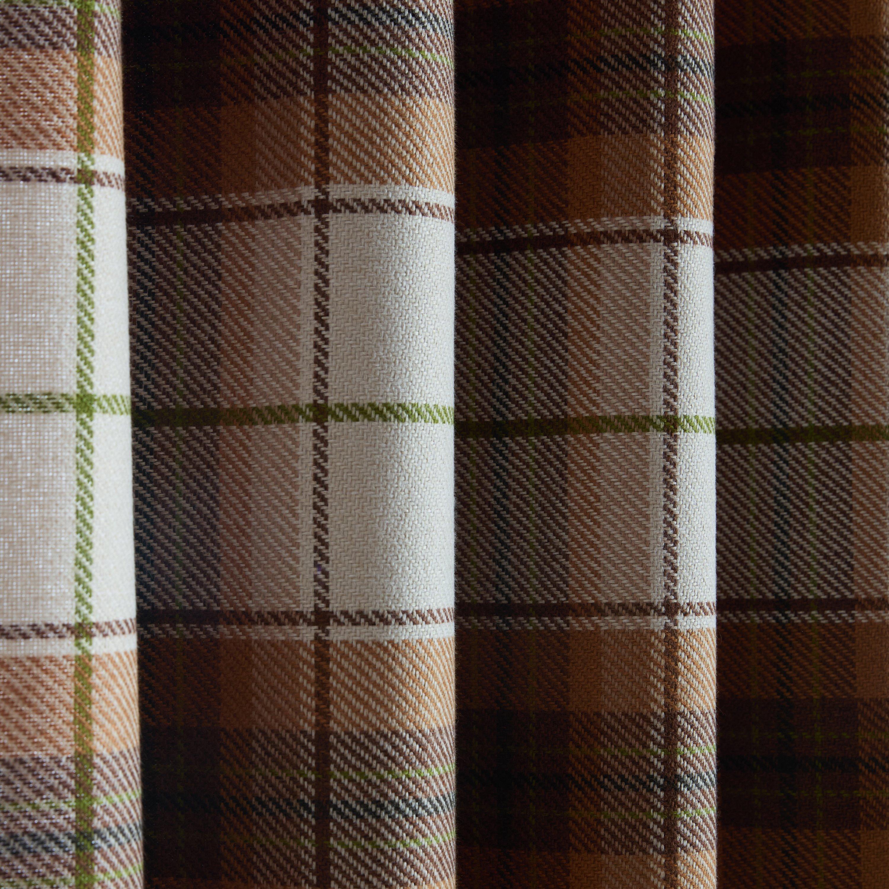 Terracotta - Catherine Lansfield - Brushed Woven Glencoe Check Eyelet Door Panel - 3