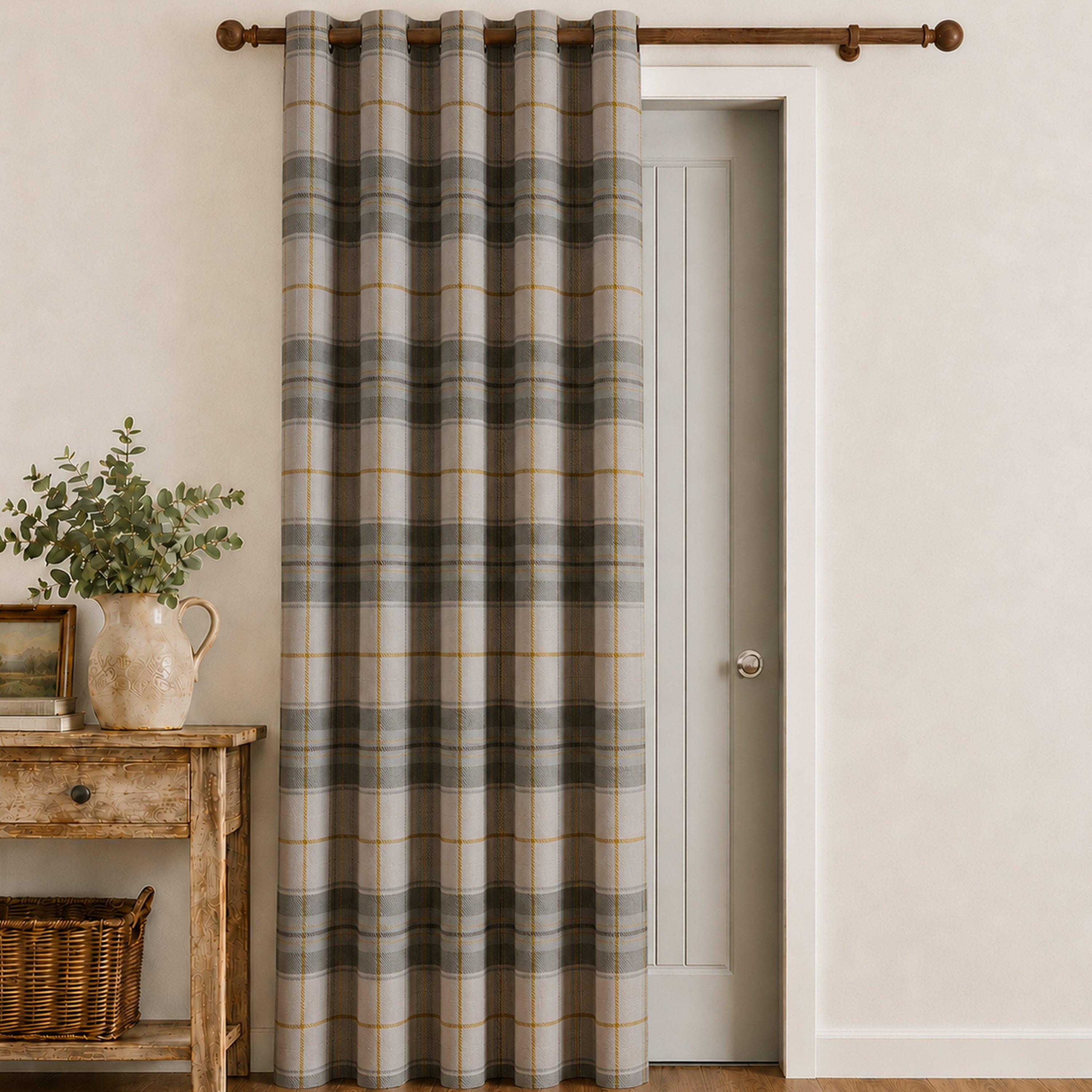 Brushed Woven Glencoe Check Eyelet Door Panel