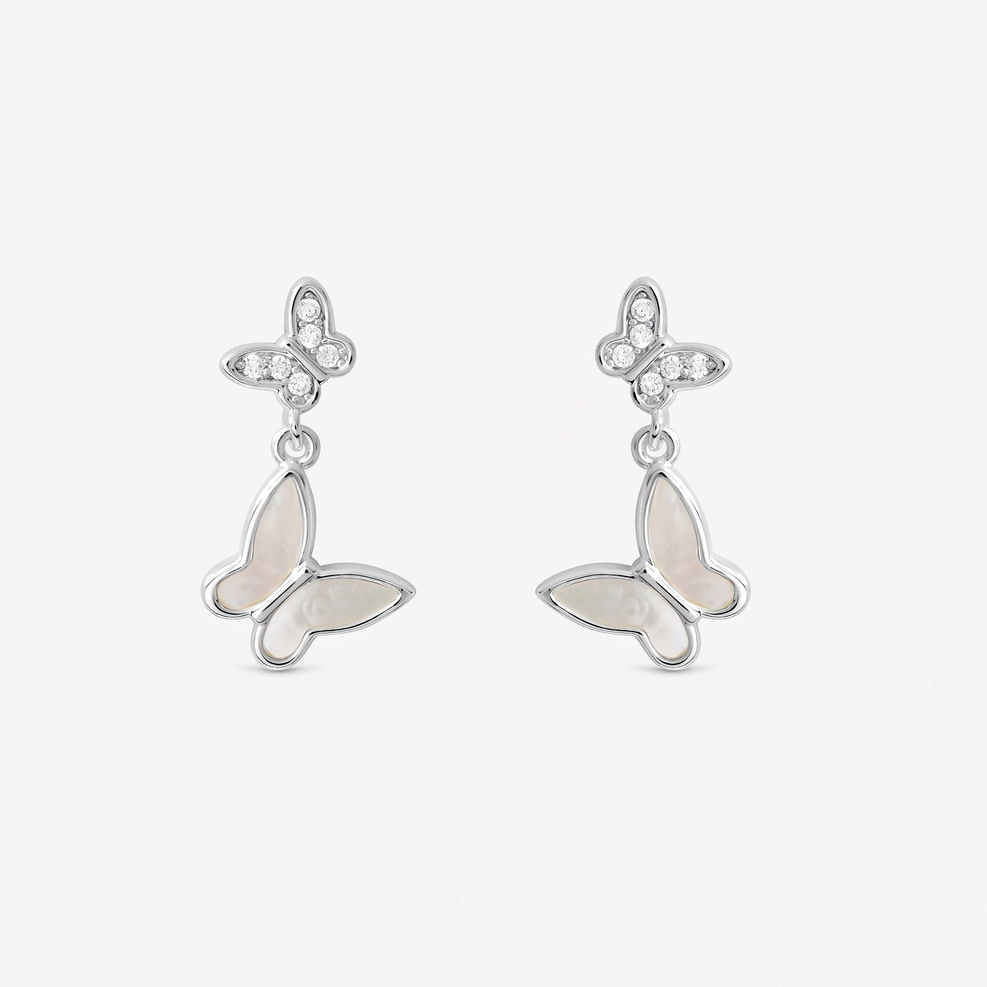 Silver - Inicio - Silver Plated Butterfly Earrings - Gift Pouch