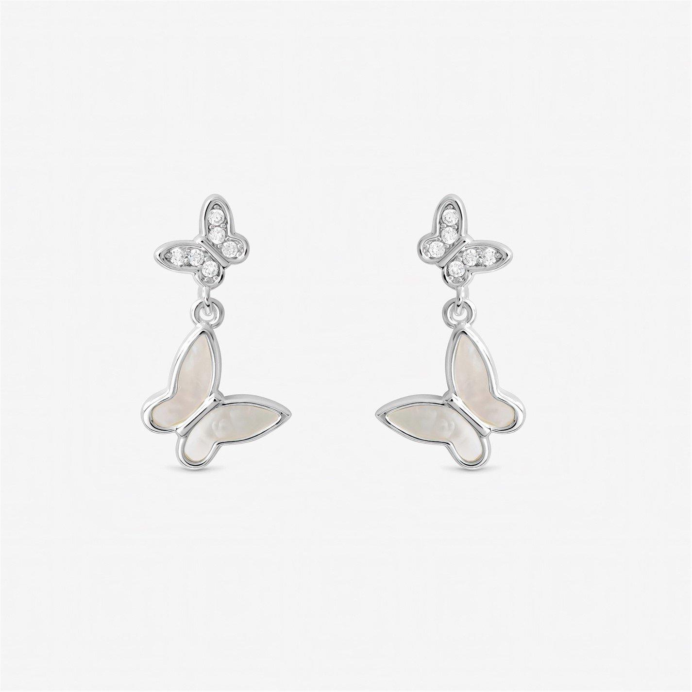 Inicio Women's Plated Butterfly Earrings - Gift Pouch Silver