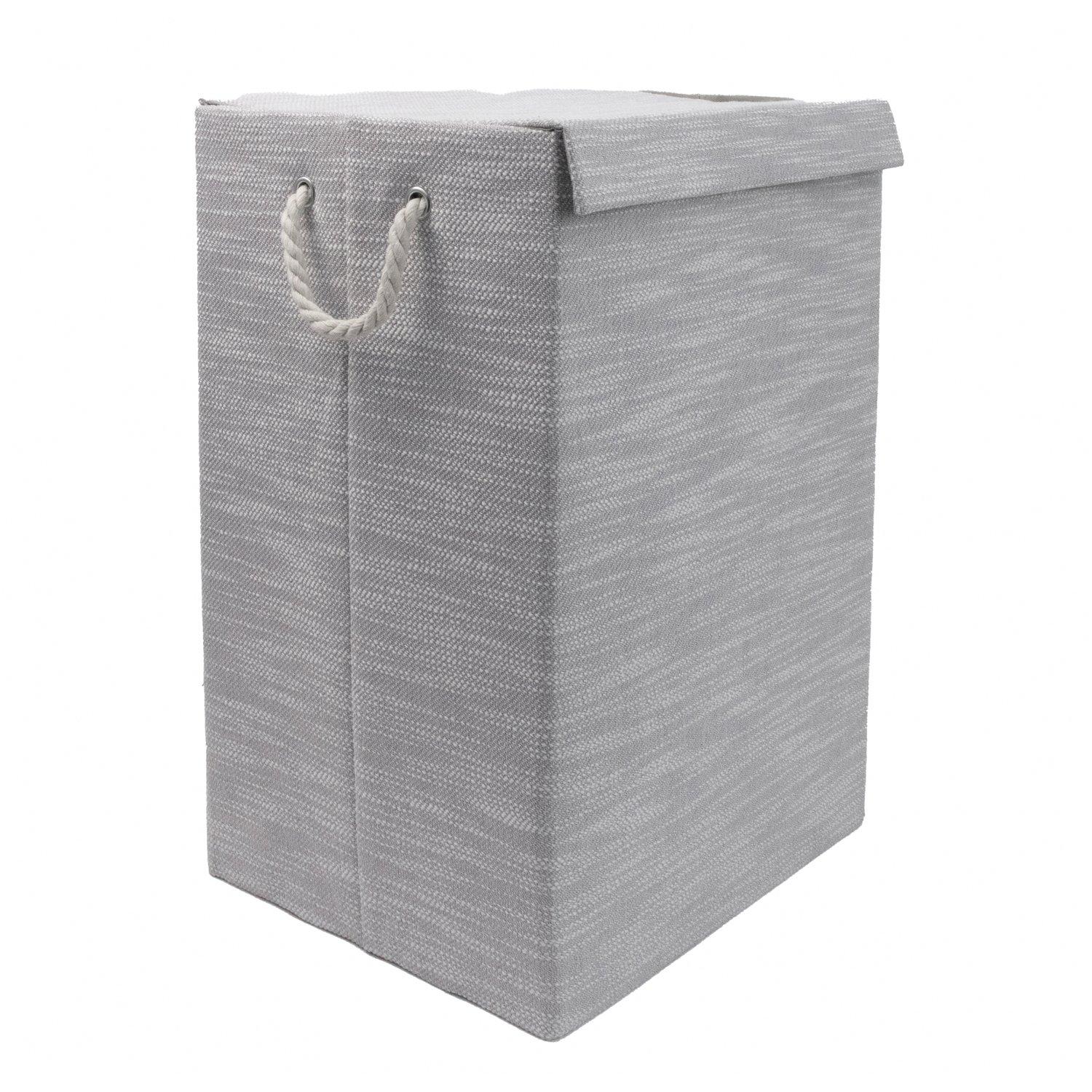 Grey - JVL - Serena Foldable Laundry Hamper with Lid, Home - 1