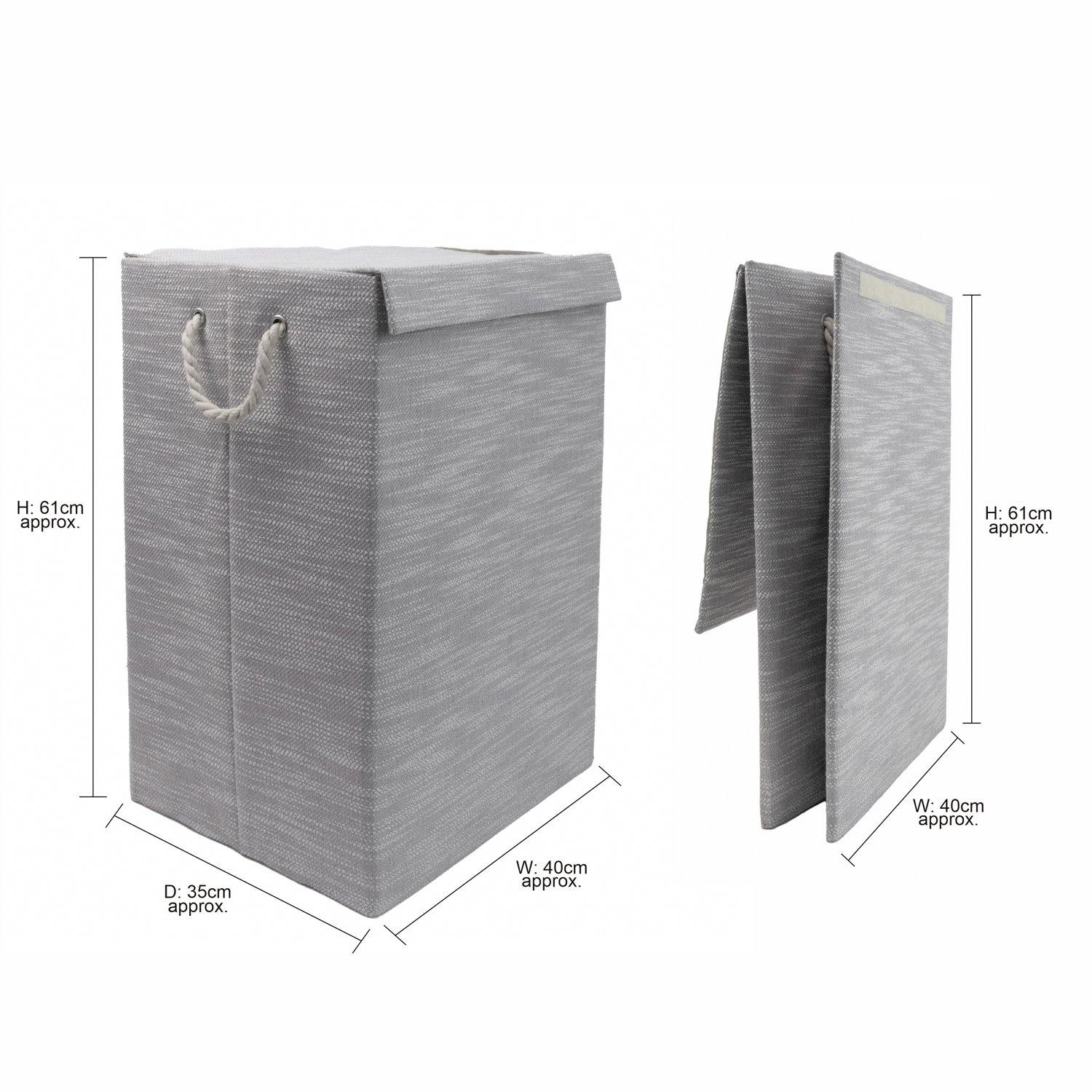 Grey - JVL - Serena Foldable Laundry Hamper with Lid, Home - 11