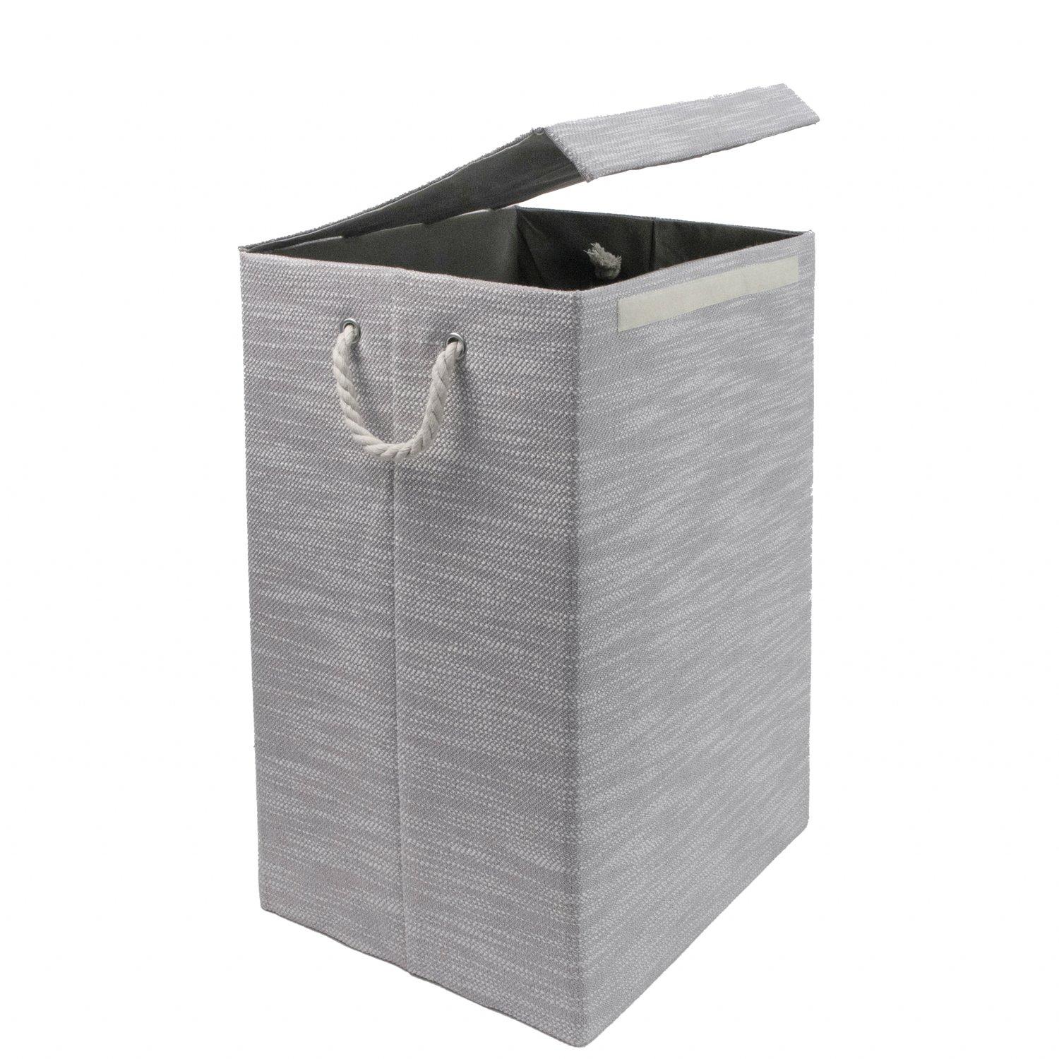 Grey - JVL - Serena Foldable Laundry Hamper with Lid, Home - 3