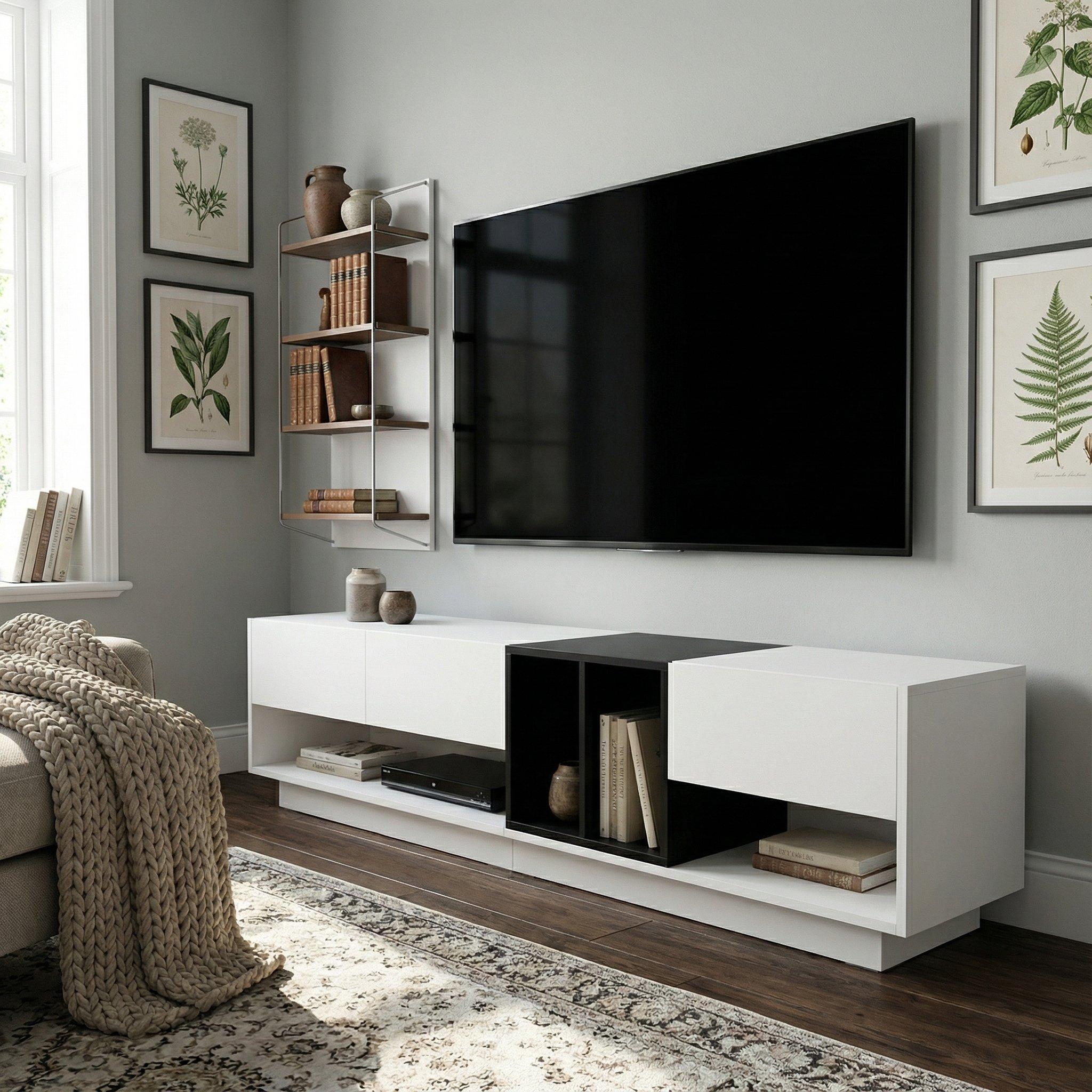 White - Urban Meuble - Modern White TV Stand Contemporary Design - 1
