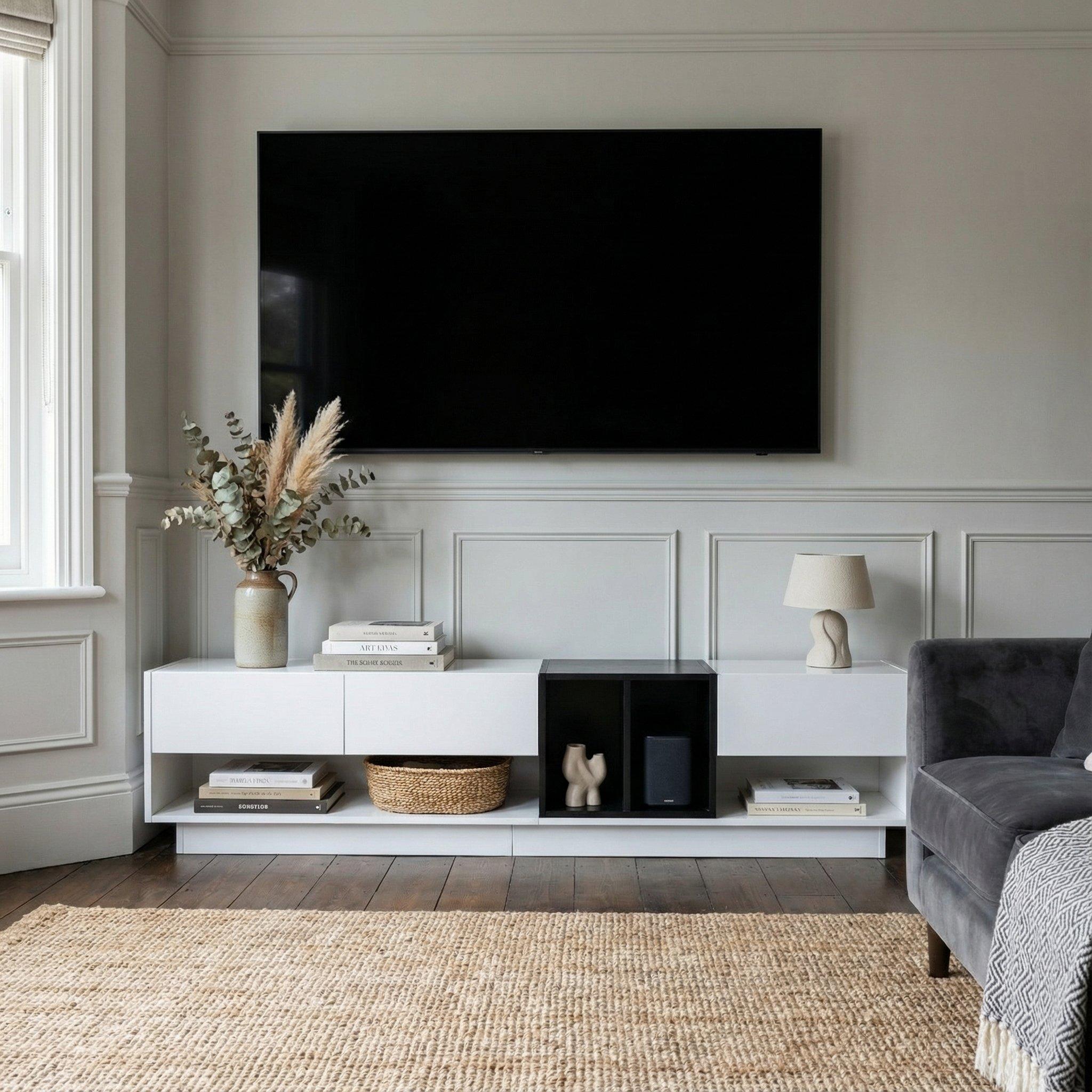 White - Urban Meuble - Modern White TV Stand Contemporary Design - 2