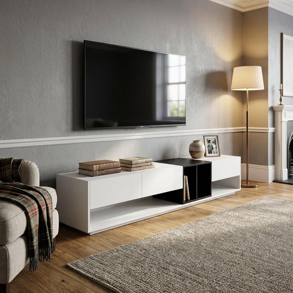 White - Urban Meuble - Sleek TV Stand White Style Modern Homes - 1