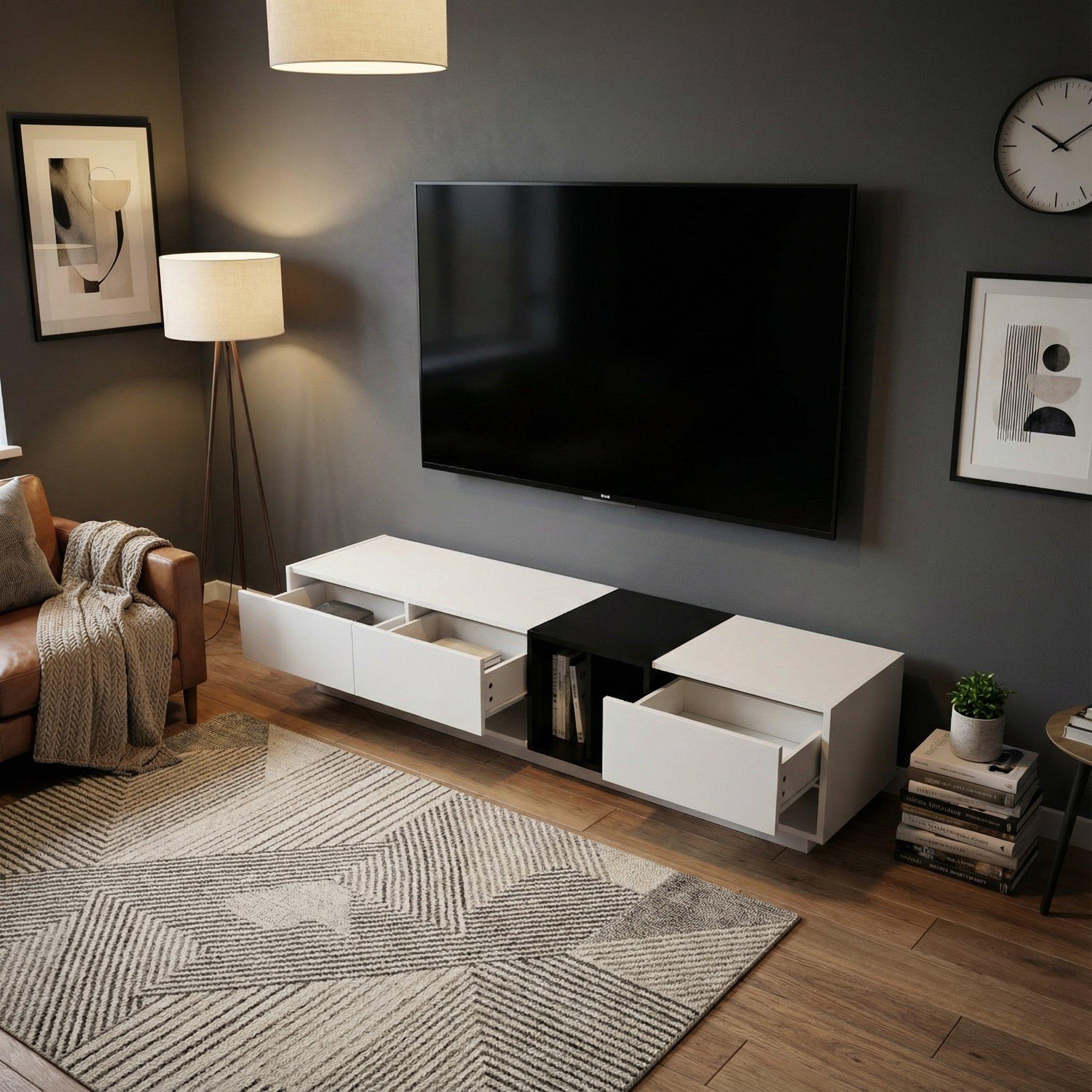 White - Urban Meuble - Sleek TV Stand White Style Modern Homes - 3