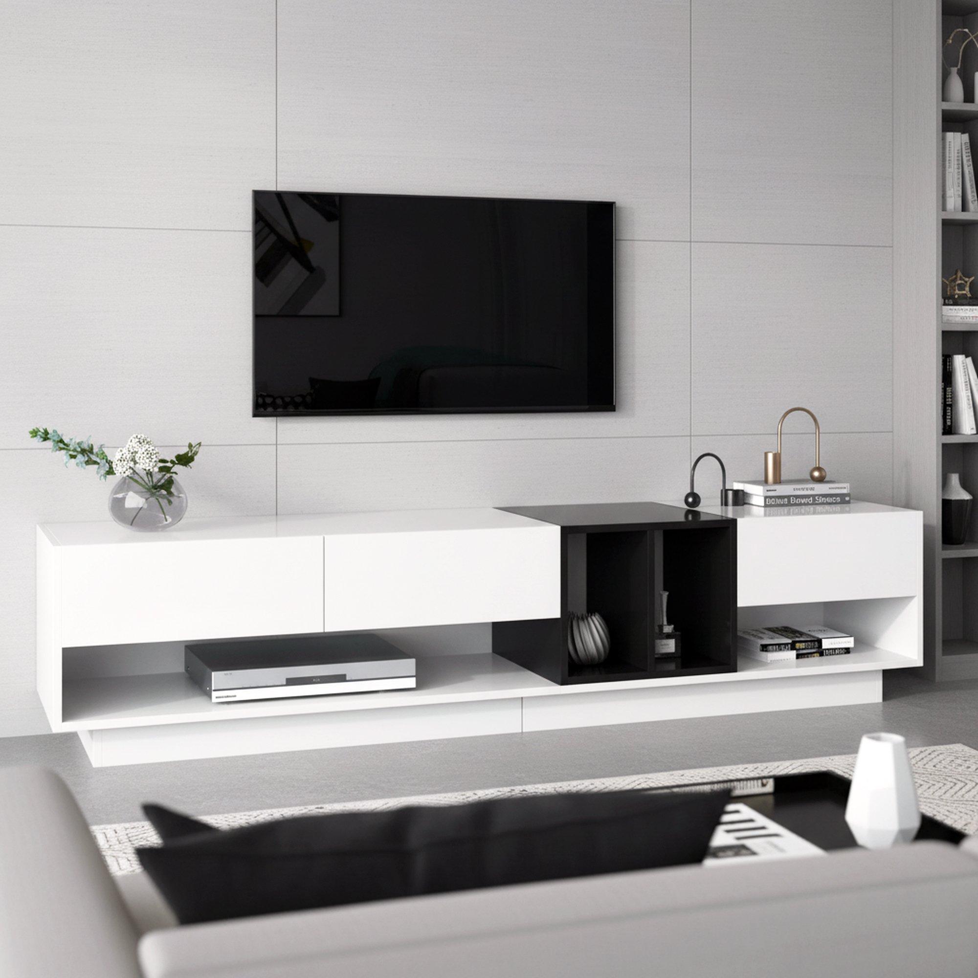 White - Urban Meuble - Sleek TV Stand White Style Modern Homes - 4