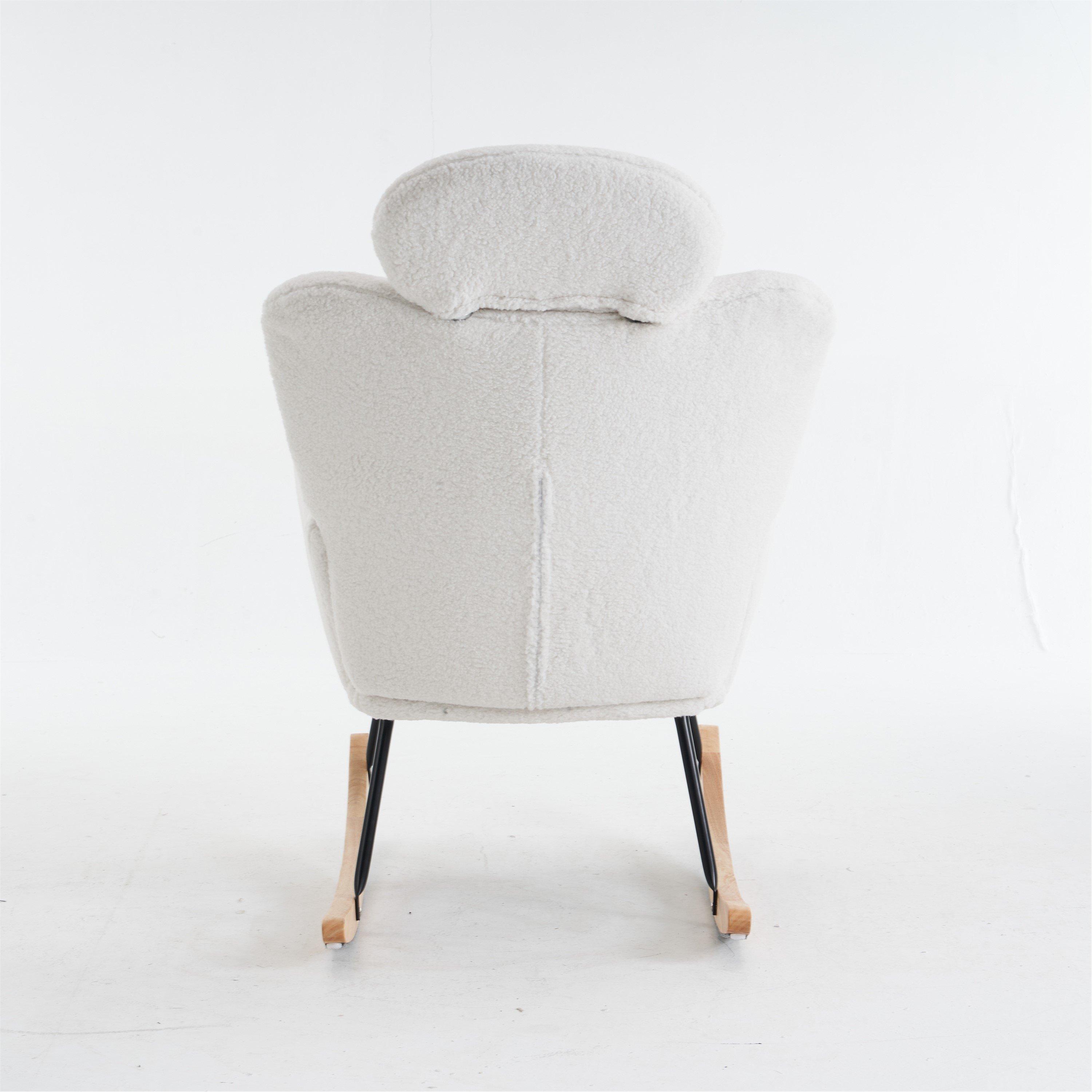 White - Urban Meuble - Modern Rocking Chair Plush Design - 10