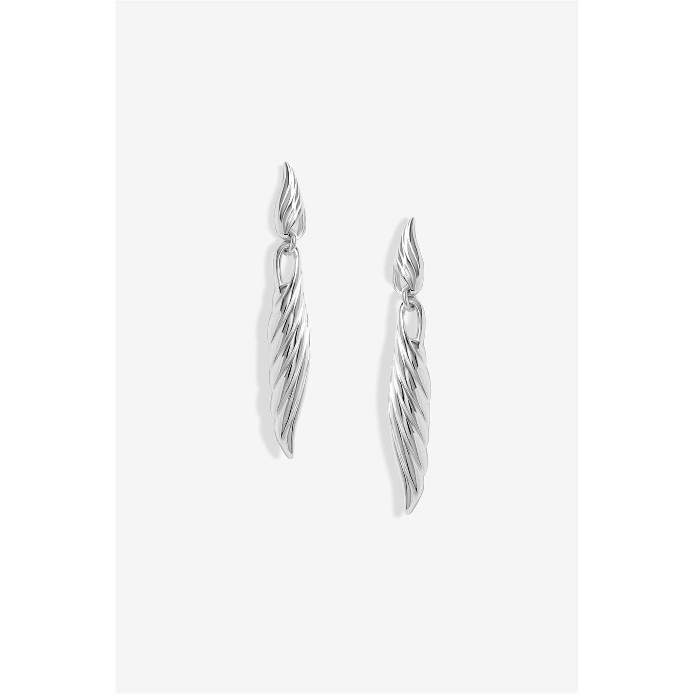 Silver - Jon Richard - Silver Plated Ridge Drop Earrings - 1