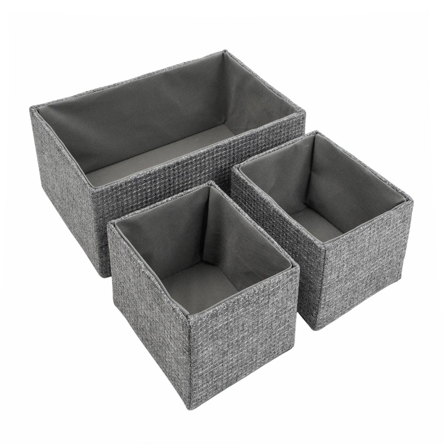 Grey - JVL - Chroma Set of 3 Rectangular Storage Baskets - 1