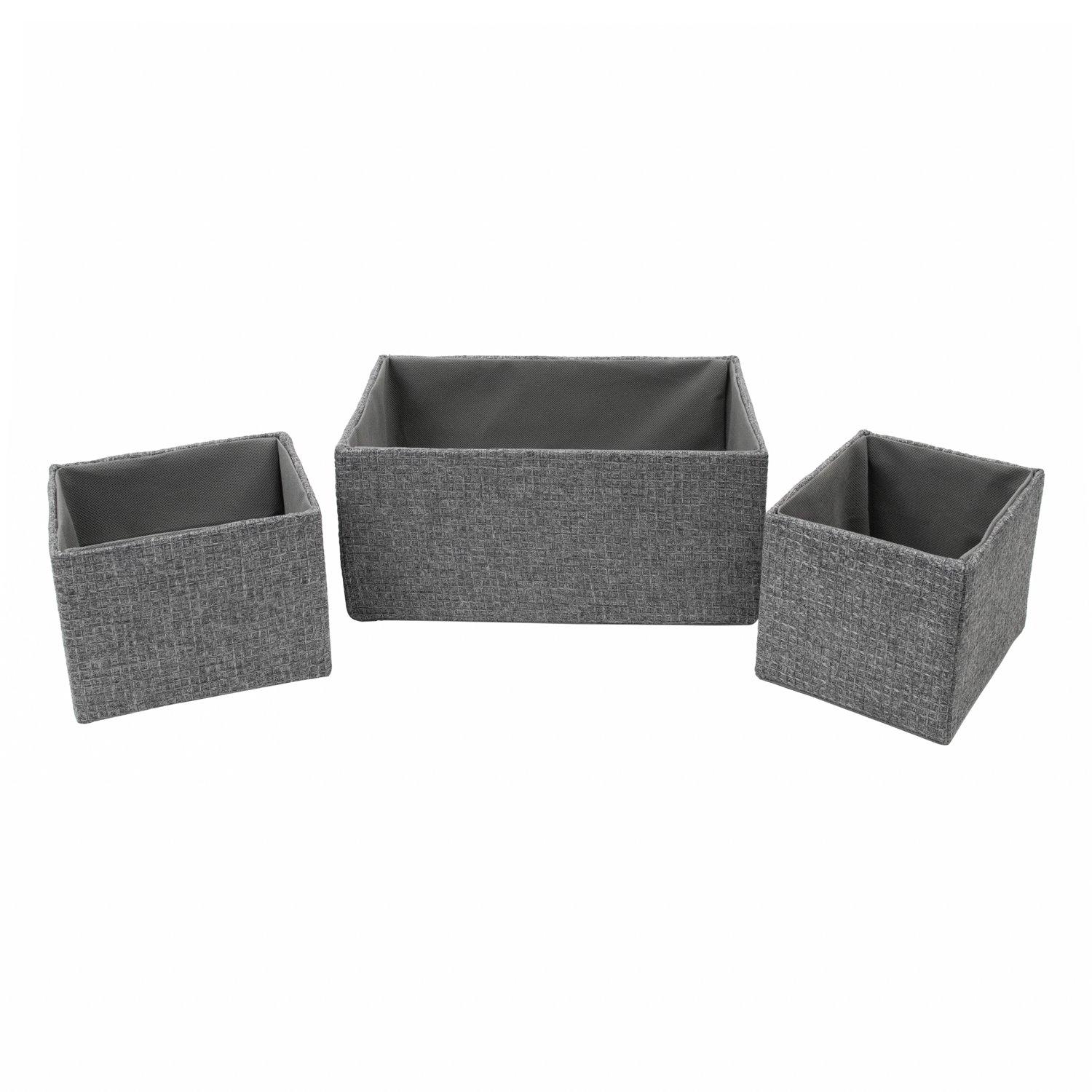 Grey - JVL - Chroma Set of 3 Rectangular Storage Baskets - 2