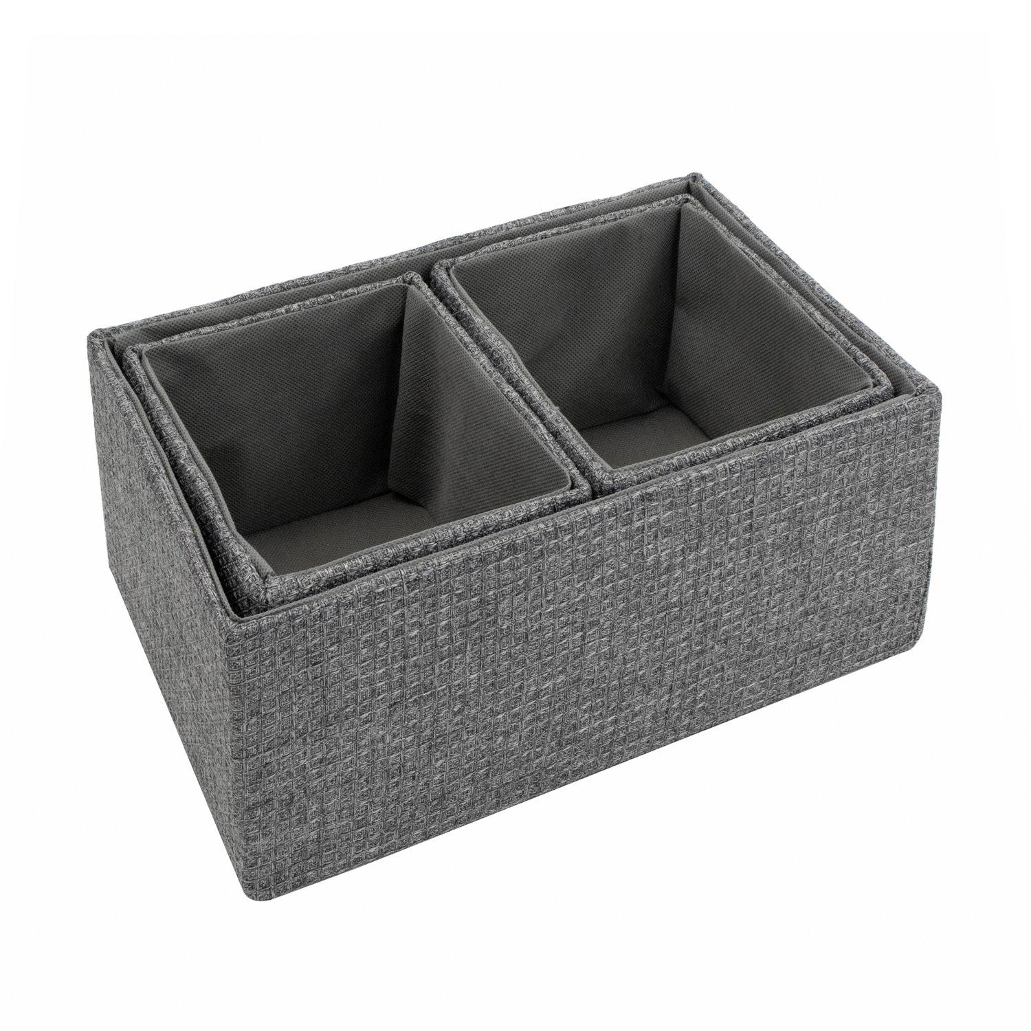 Grey - JVL - Chroma Set of 3 Rectangular Storage Baskets - 3