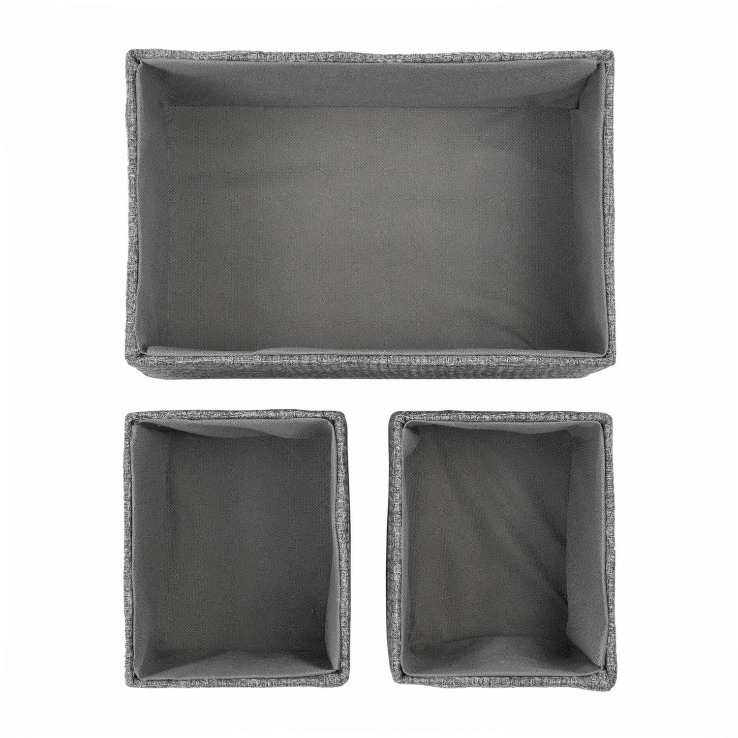 Grey - JVL - Chroma Set of 3 Rectangular Storage Baskets - 4