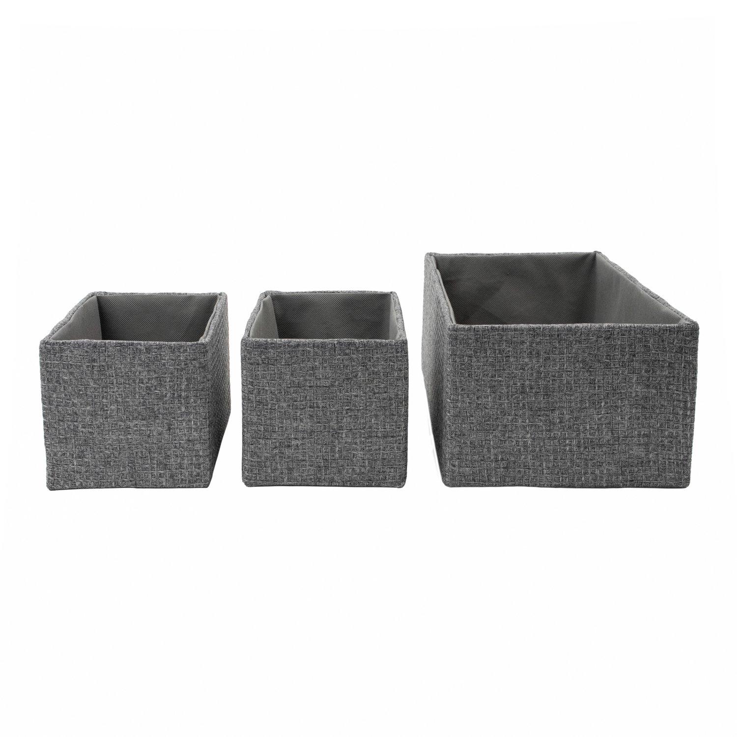 Grey - JVL - Chroma Set of 3 Rectangular Storage Baskets - 5