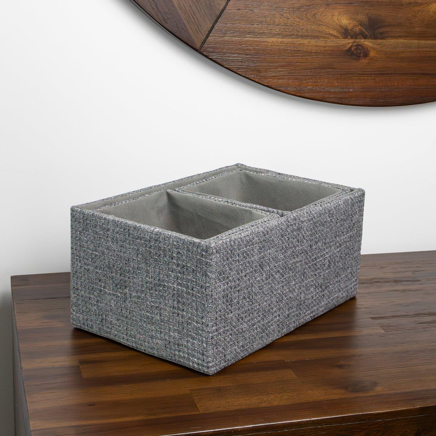 Grey - JVL - Chroma Set of 3 Rectangular Storage Baskets - 8