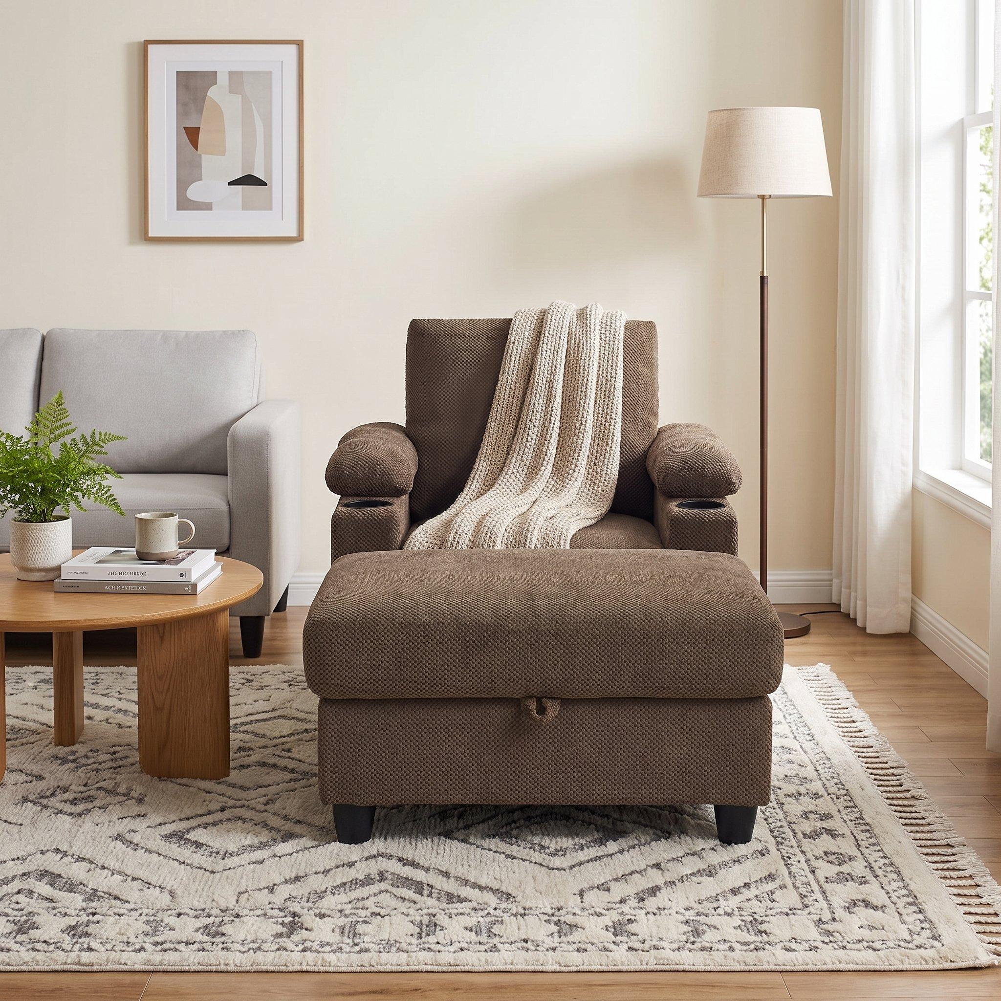 Coffee - Urban Meuble - Reclining Accent Chair & Storage Ottoman - 2