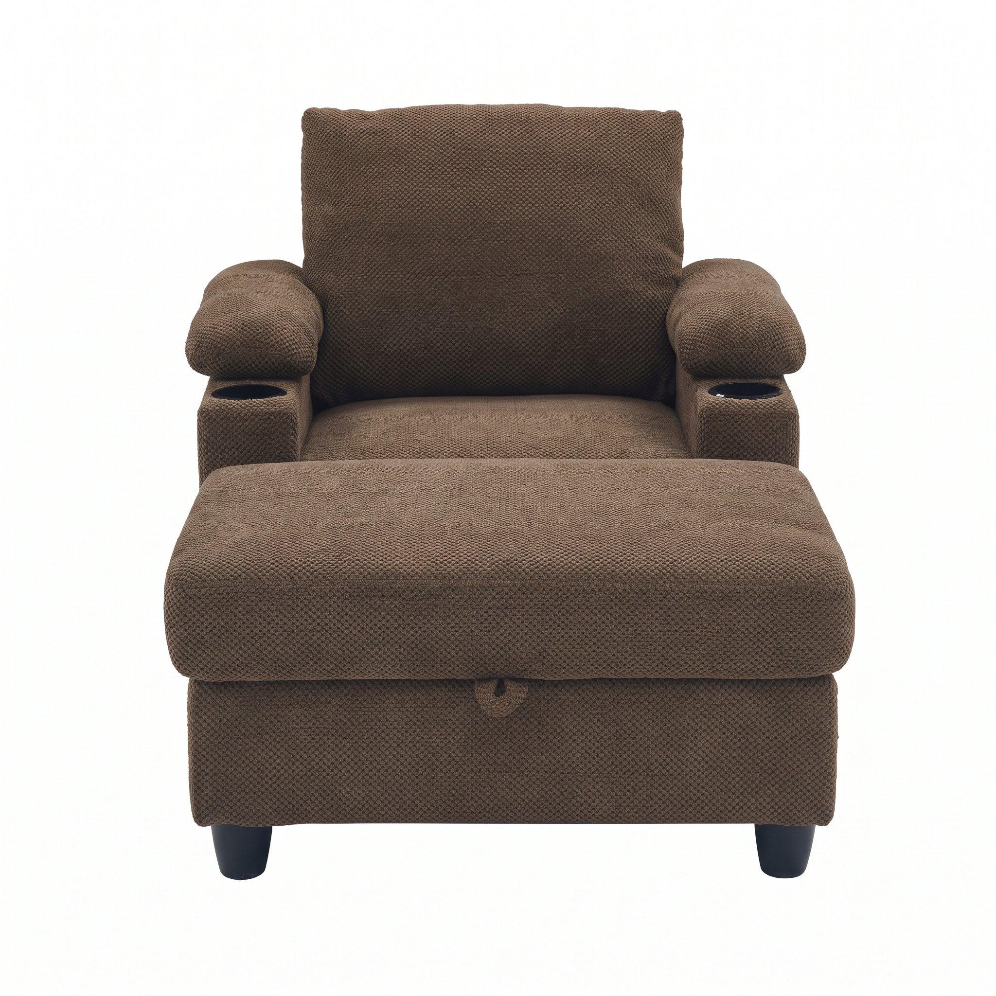 Coffee - Urban Meuble - Reclining Accent Chair & Storage Ottoman - 10