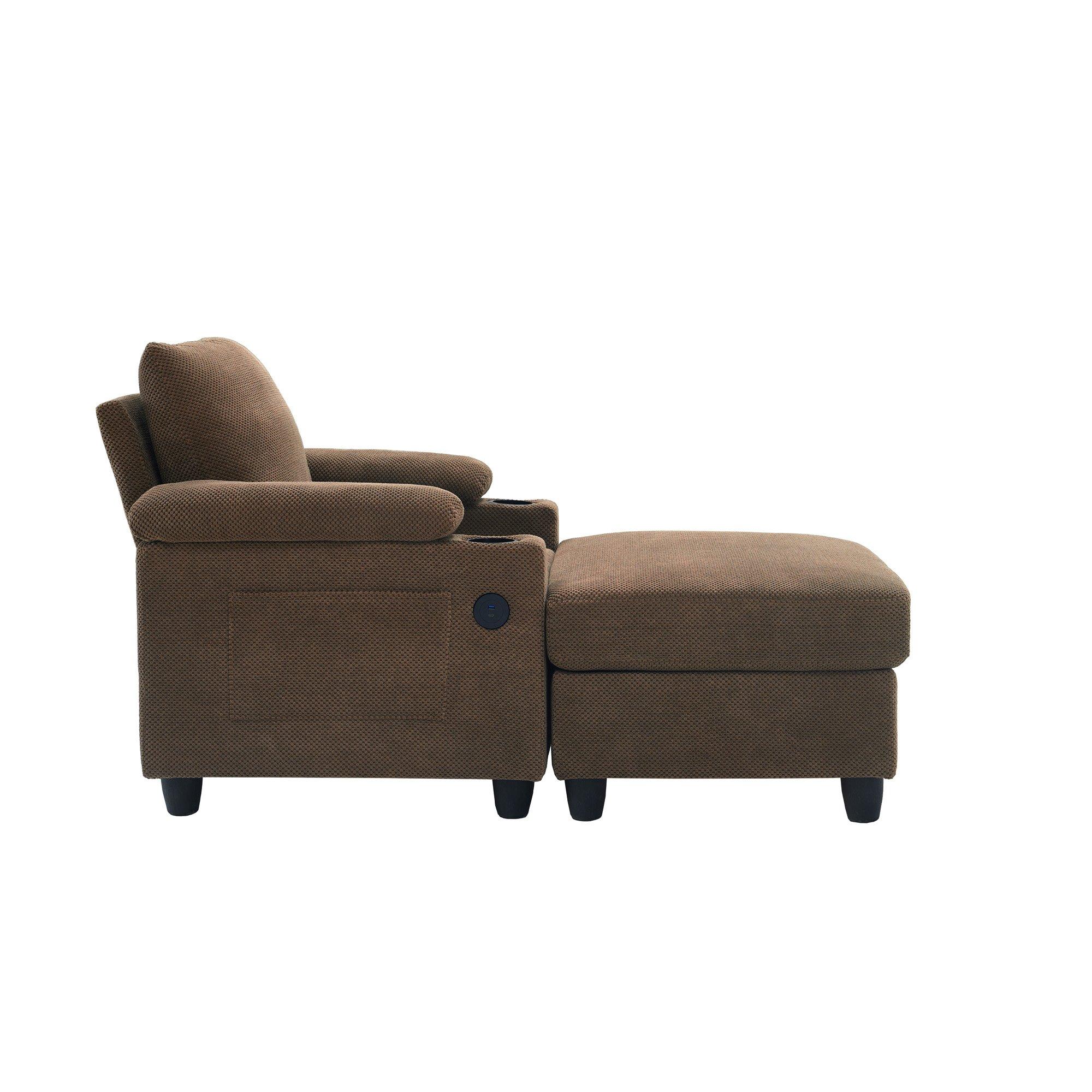 Coffee - Urban Meuble - Reclining Accent Chair & Storage Ottoman - 11