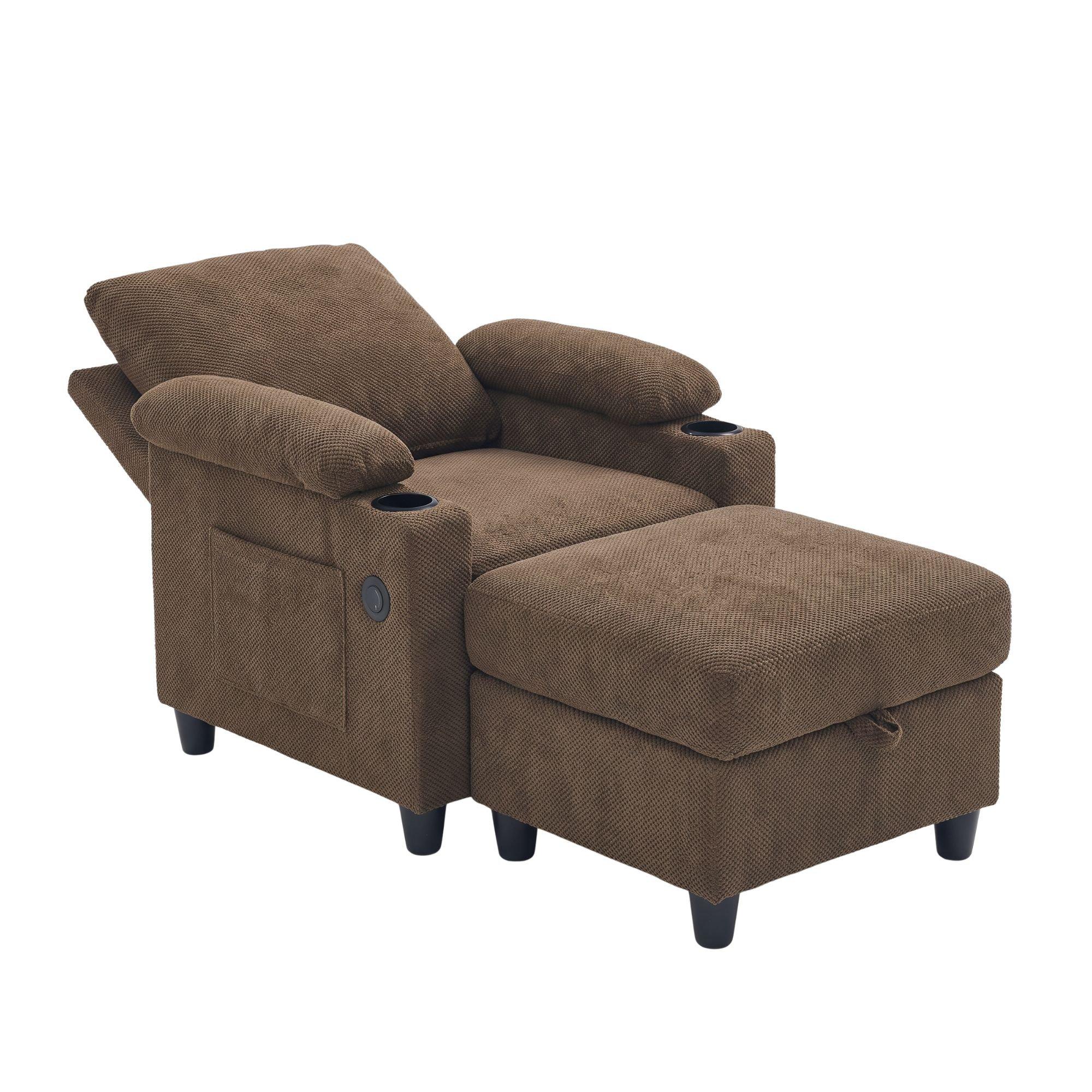 Coffee - Urban Meuble - Reclining Accent Chair & Storage Ottoman - 12