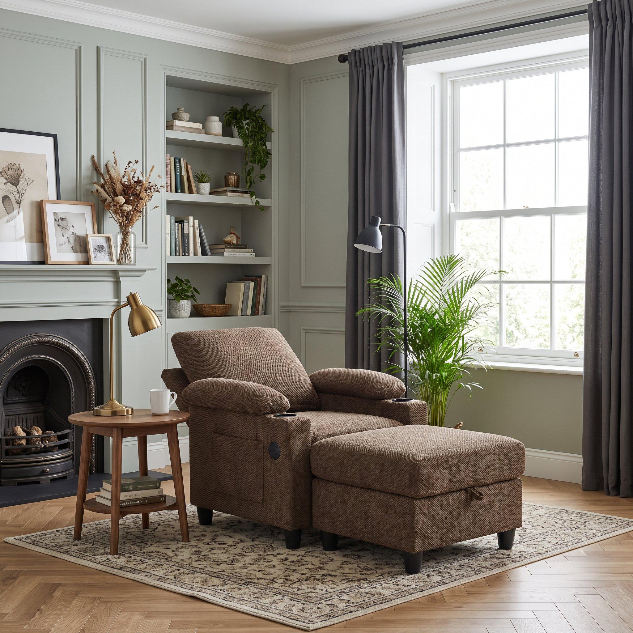 Coffee - Urban Meuble - Reclining Accent Chair & Storage Ottoman - 3