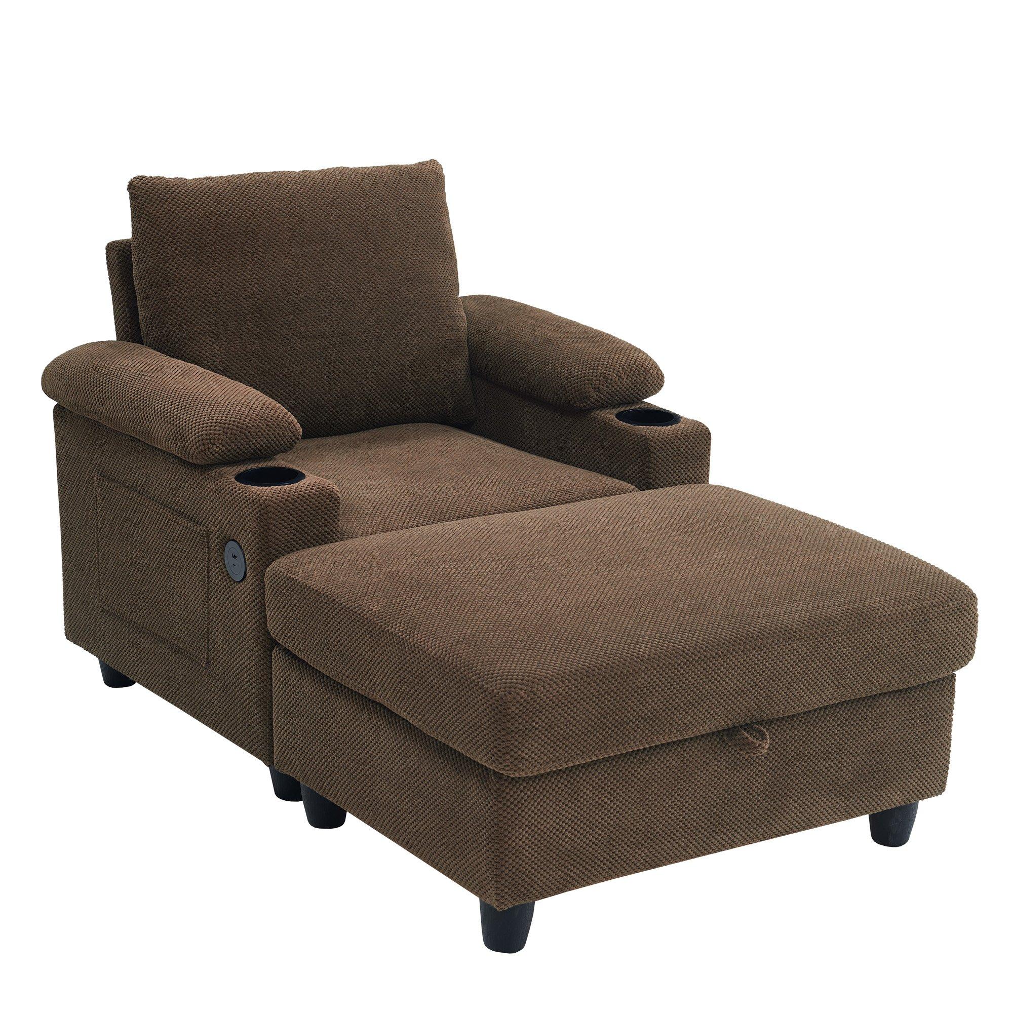 Coffee - Urban Meuble - Reclining Accent Chair & Storage Ottoman - 5