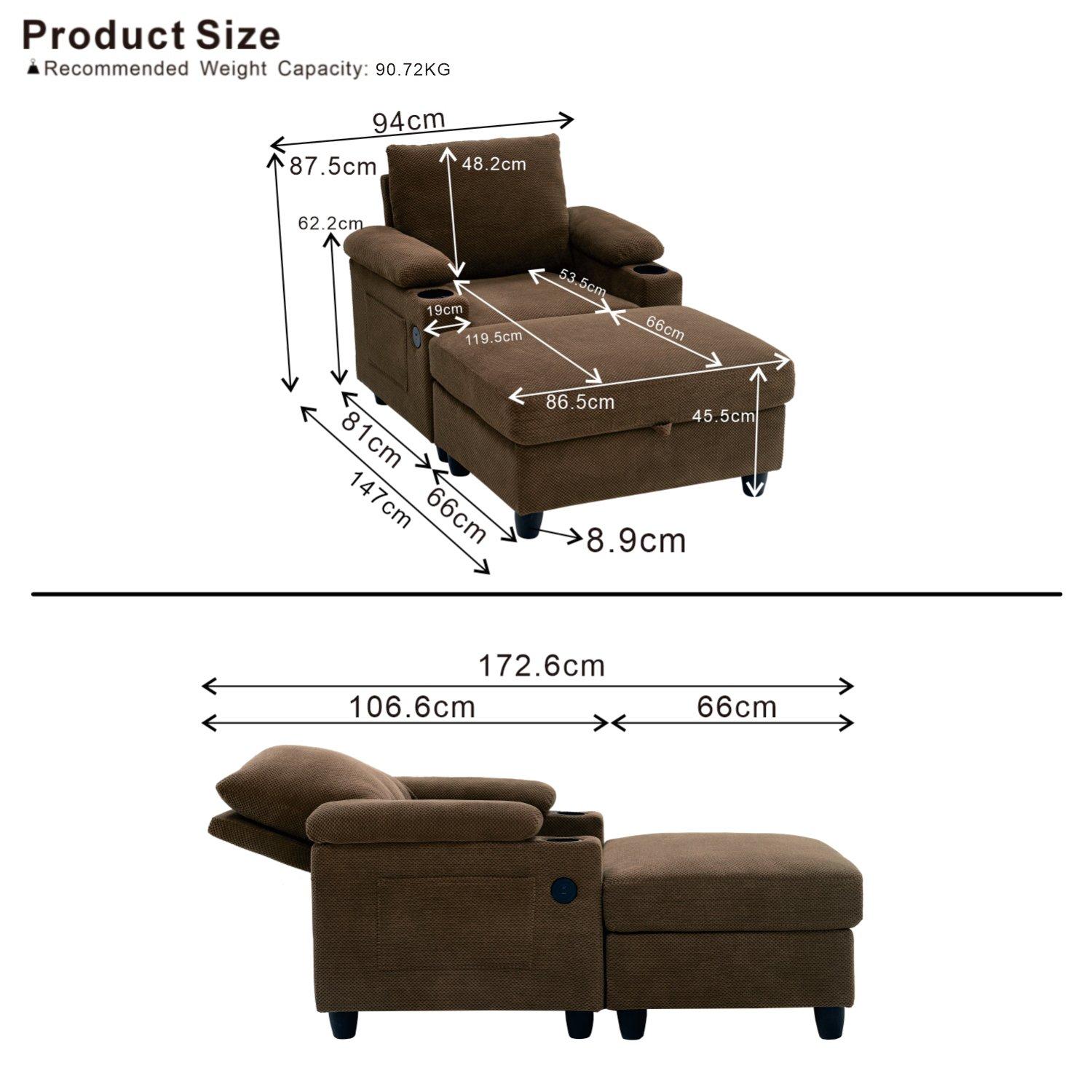Coffee - Urban Meuble - Reclining Accent Chair & Storage Ottoman - 6