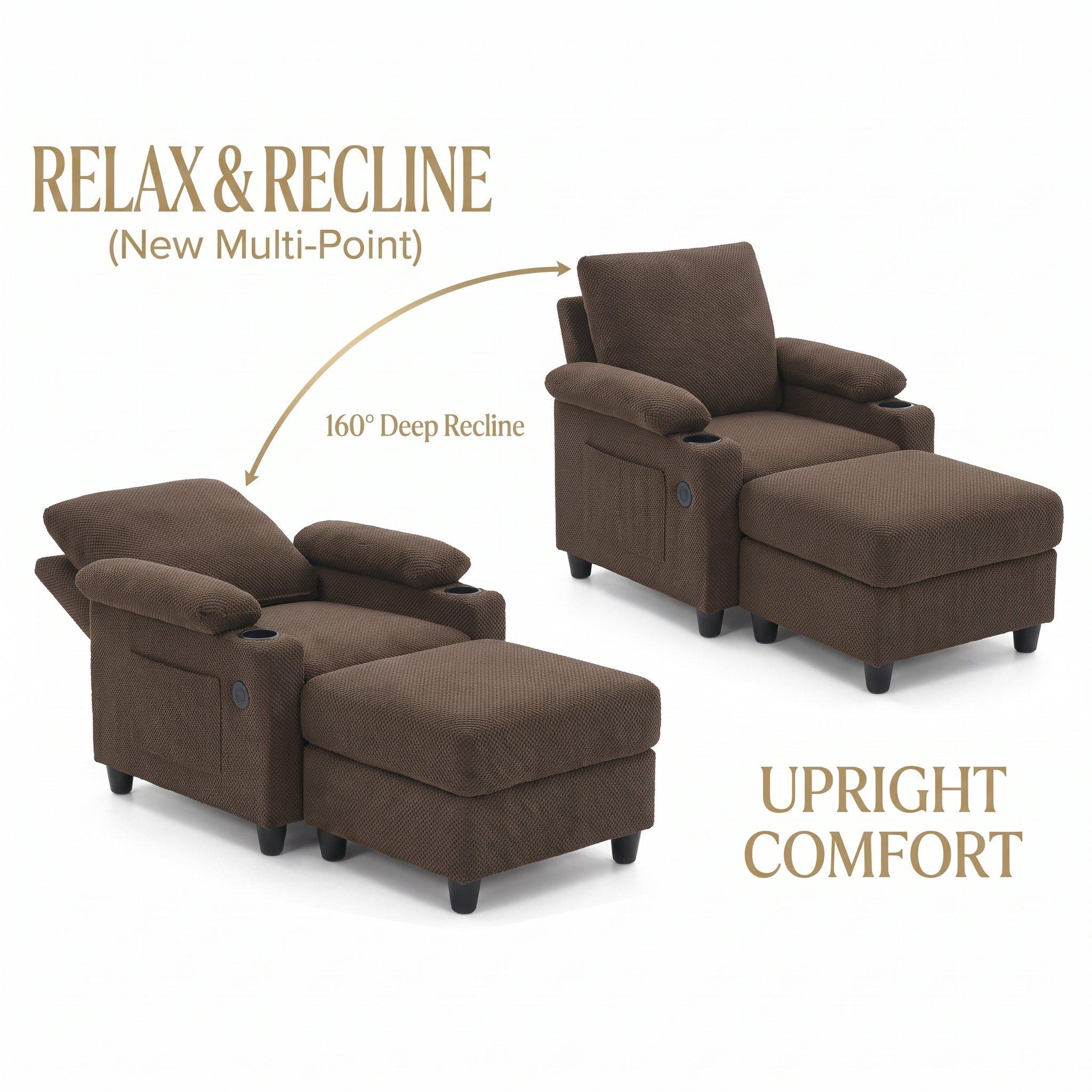 Coffee - Urban Meuble - Reclining Accent Chair & Storage Ottoman - 7