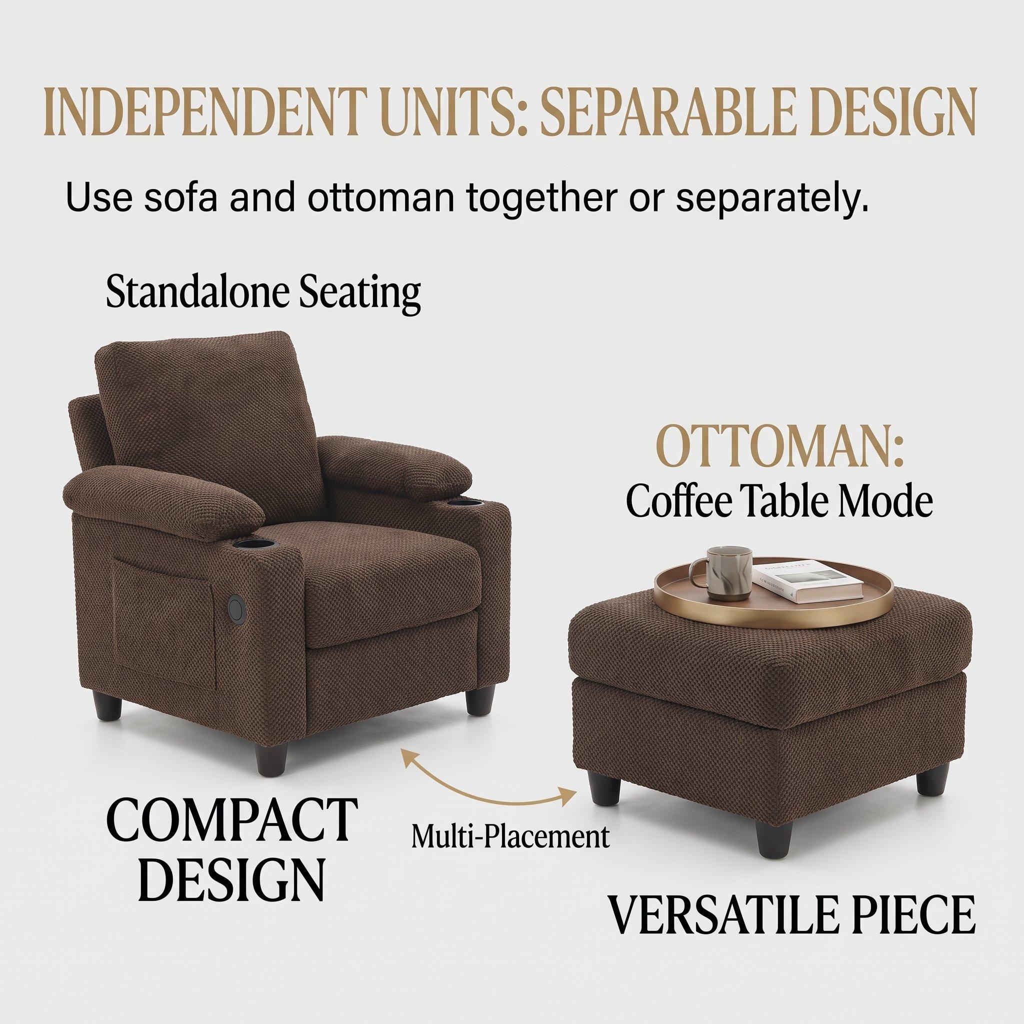Coffee - Urban Meuble - Reclining Accent Chair & Storage Ottoman - 8