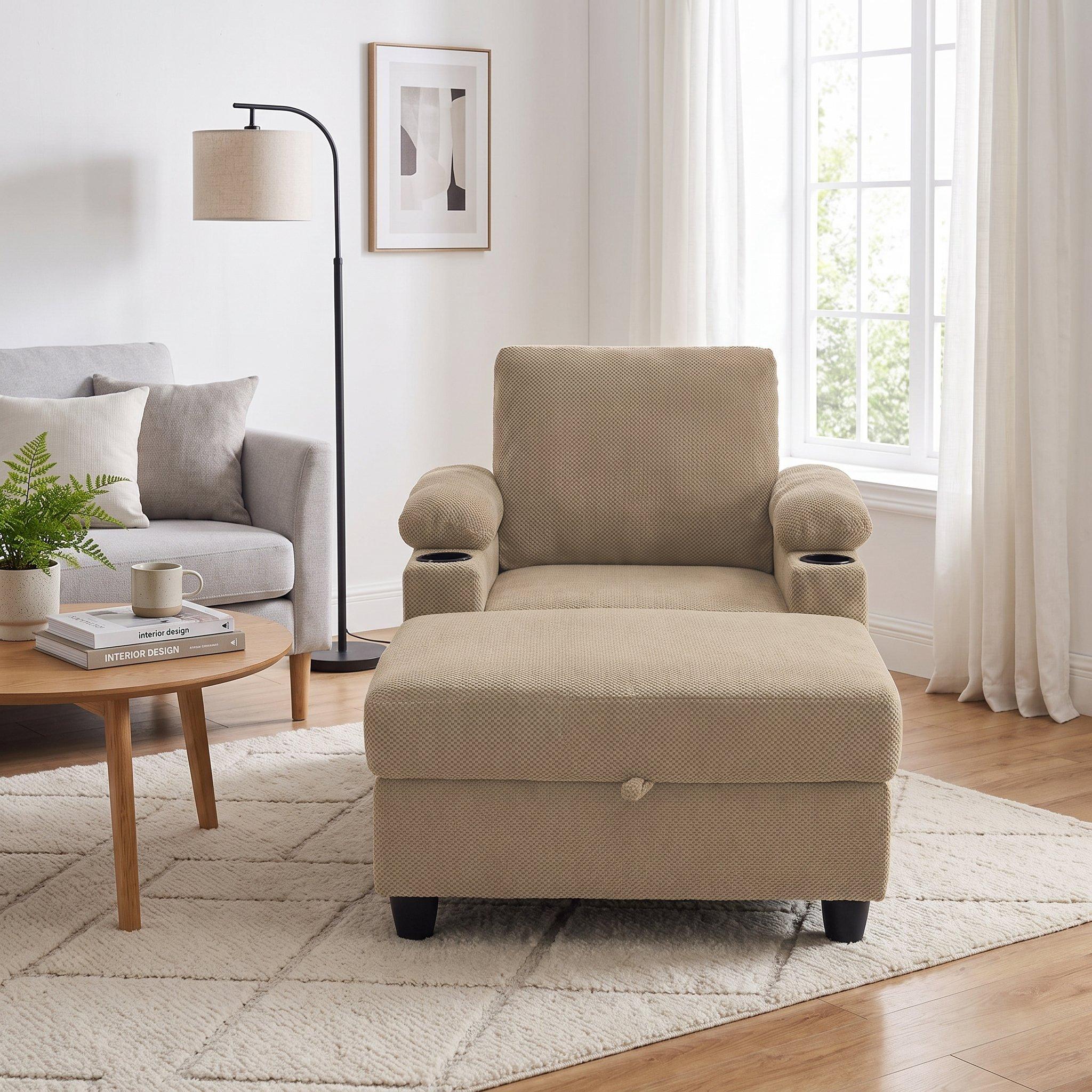Camel - Urban Meuble - Reclining Accent Chair & Storage Ottoman - 2